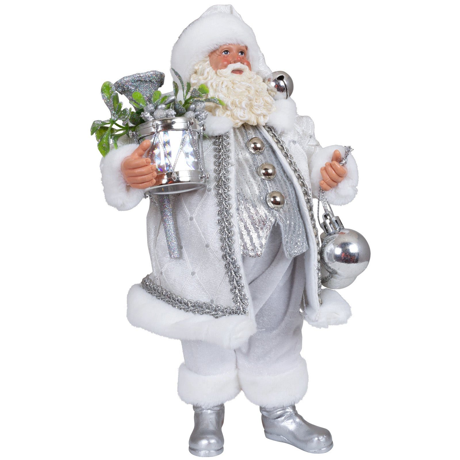Christmas Paradise Weihnachtsmann Deko Figur 28 cm (Weihnachtsdeko, 1 St., stehend), weiß-silber