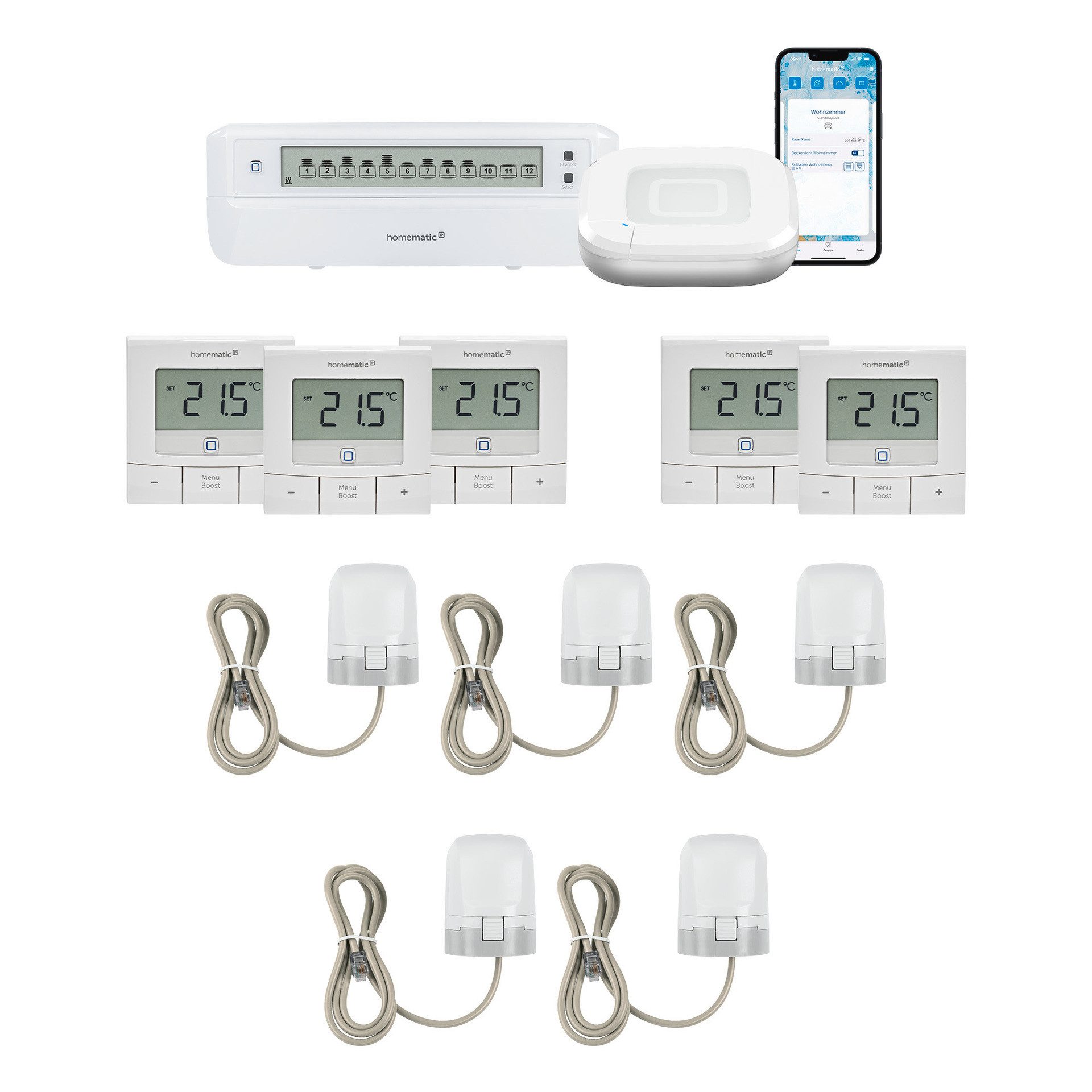 Homematic IP Starter Bundle Fußbodenheizung- basic für 5 Räume Smart-Home-Zubehör