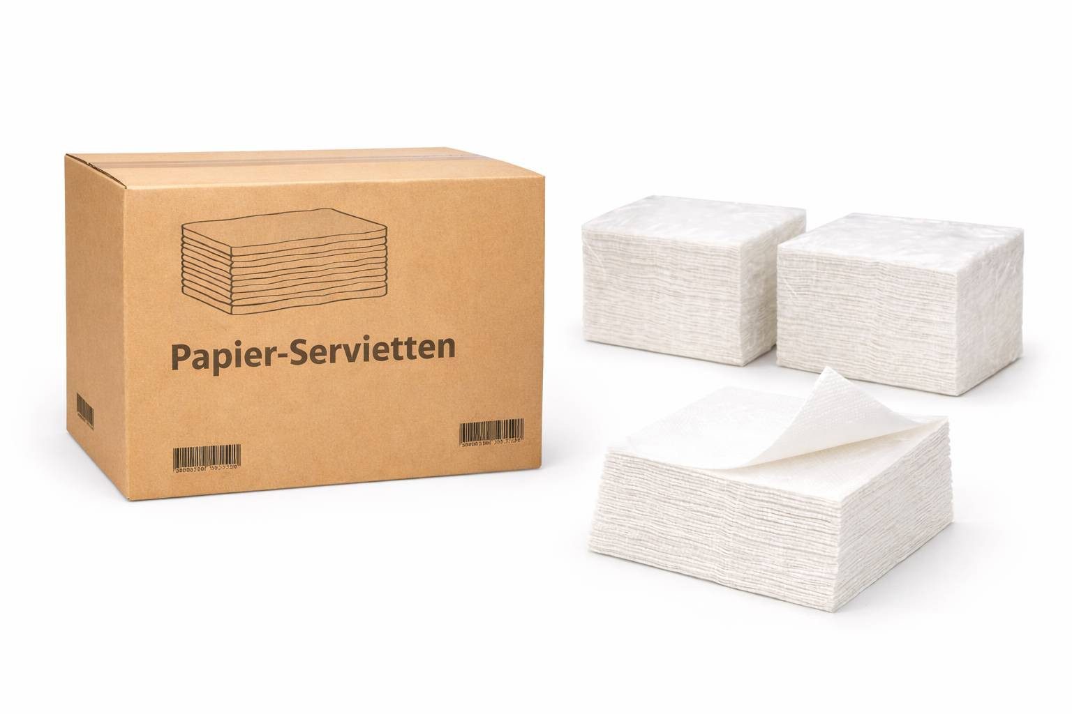 PACKEO Papierserviette 1/4-Falz 33×33 cm, 1-lagig, Weiß, Gastronomie Servietten, (1000 St)