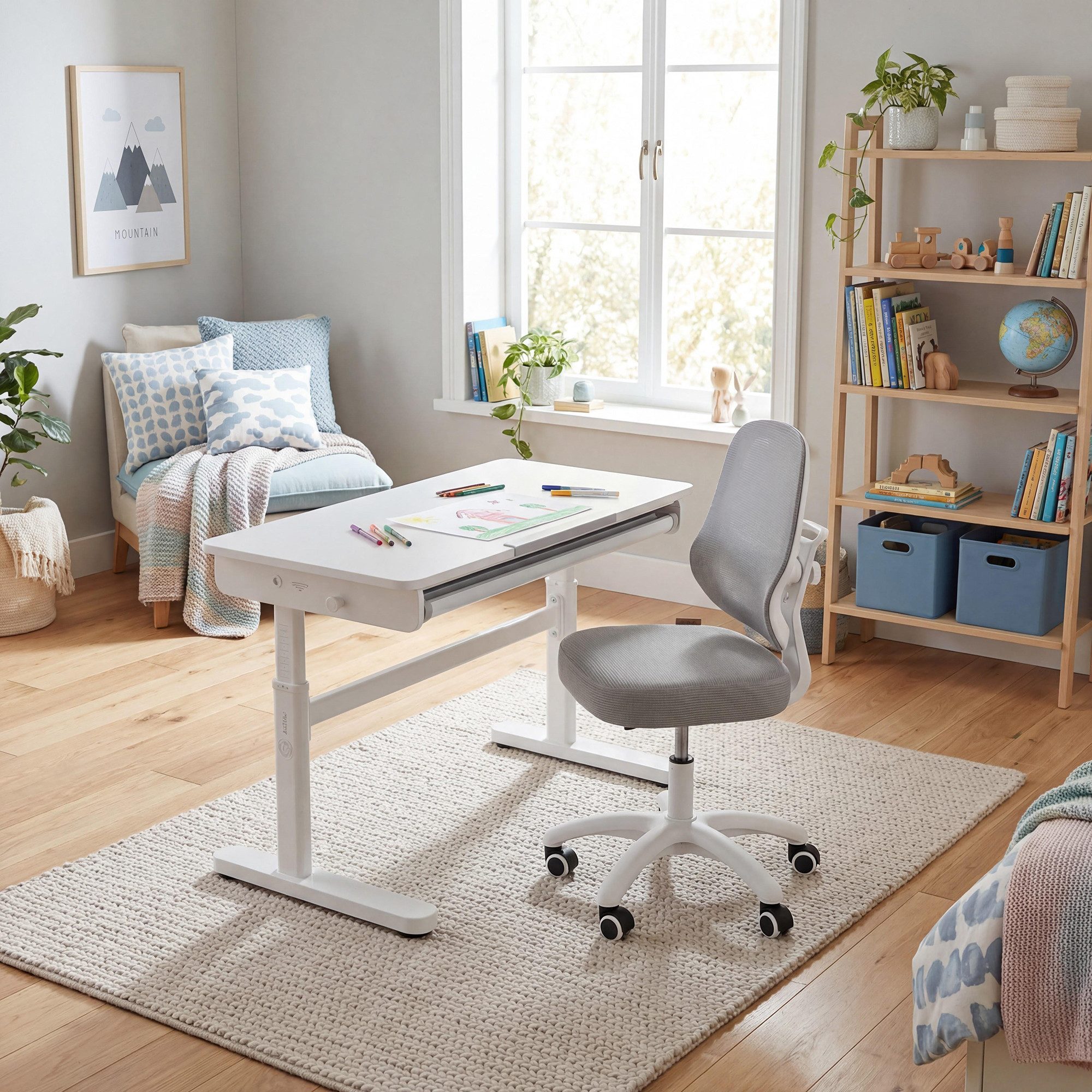 roba® Schreibtischstuhl Smart Grow 3D - Bürostuhl Kinder - Ergonomischer Drehstuhl (stufenlos höhenverstellbar), stabiles Gestell aus Metall - ab 3 Jahren - ideal für Schulkinder
