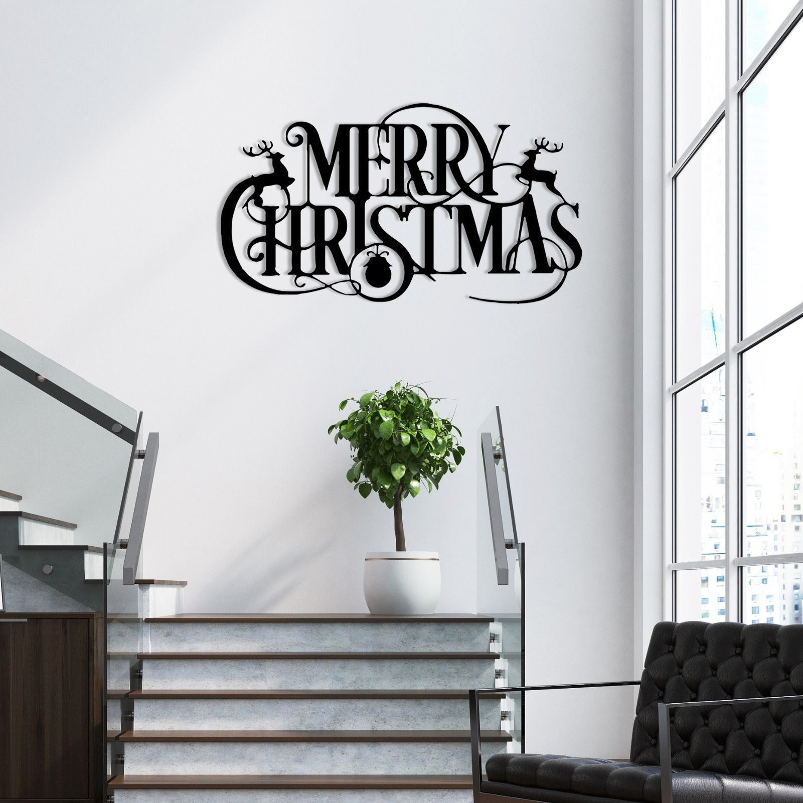 Jumpeak Wanddekoobjekt wanddekoration metall,Weihnachtsdekorationen,Frohe Weihnachten,wallart (weihnachts deko), wanddekoration wohnzimmer,Metallverzierung,Elch,4 Farben