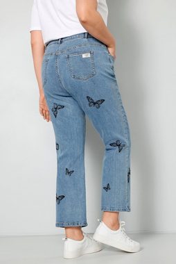 MIAMODA Regular-fit-Jeans 7/8-Jeans Straight Fit Schmetterlinge 5-Pocket