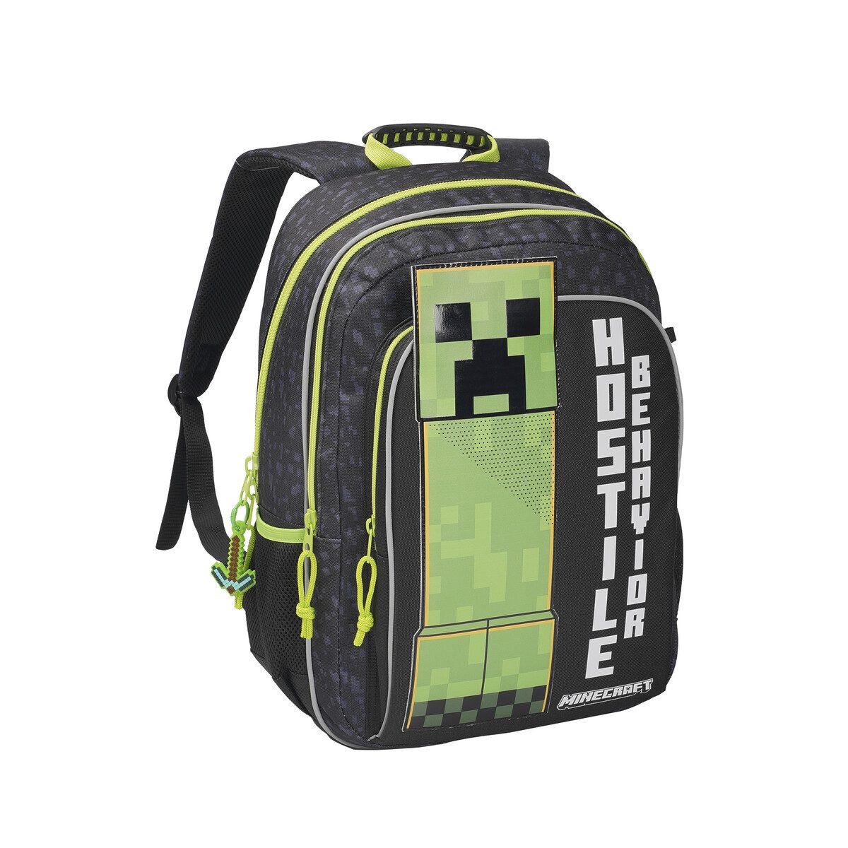 Minecraft Kinderrucksack - Rucksack mit Fronttasche und Seitennetzen (1-tlg)