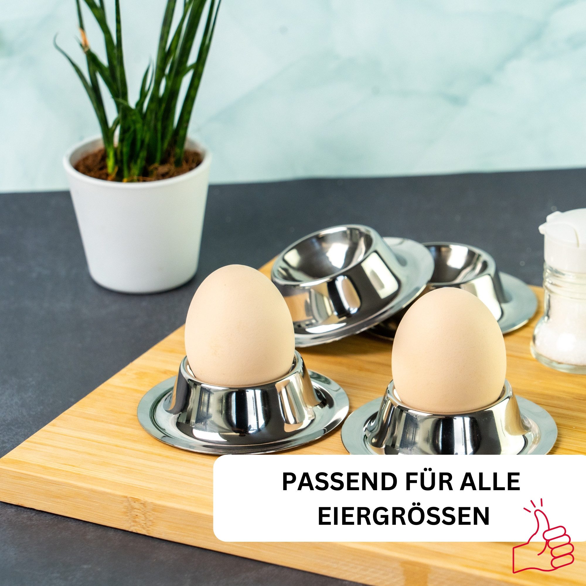 WESTMARK Eierbecher 4 Stk., rund, stapelbar, ø 8,5 cm, Silber