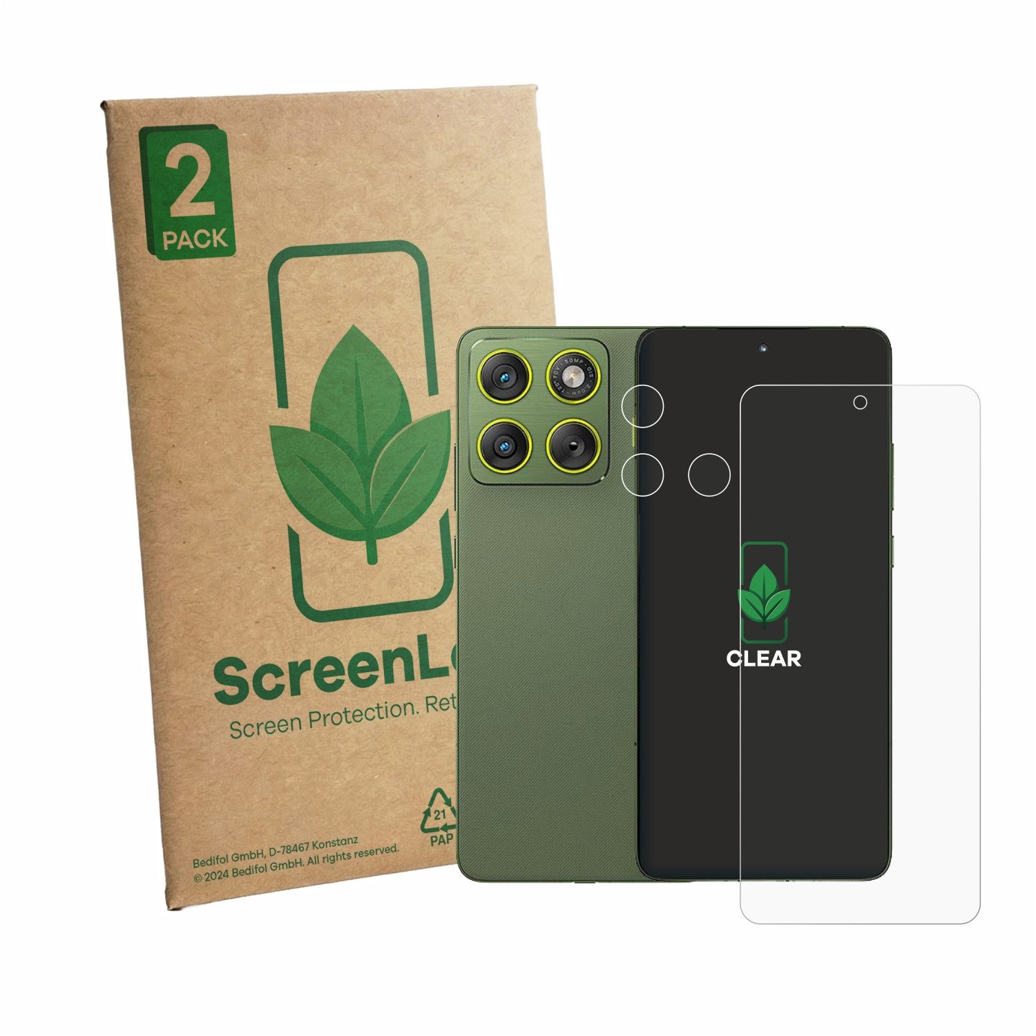 ScreenLeaf Displayschutzfolie Schutzfolie für Motorola Edge 70 (Display+Kamera), 2 Stück, Displayschutz Schutz Folie Klar Transparent