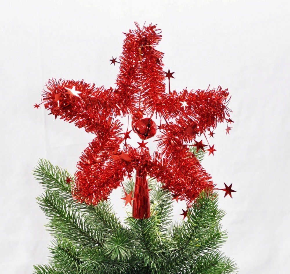Christbaumspitze Sternen mit Glocken und Stern Rot cm Christbaumspitze Lametta, Glanz Lametta Weihnachtsbaum Optik: Spitze, Kaemingk 24