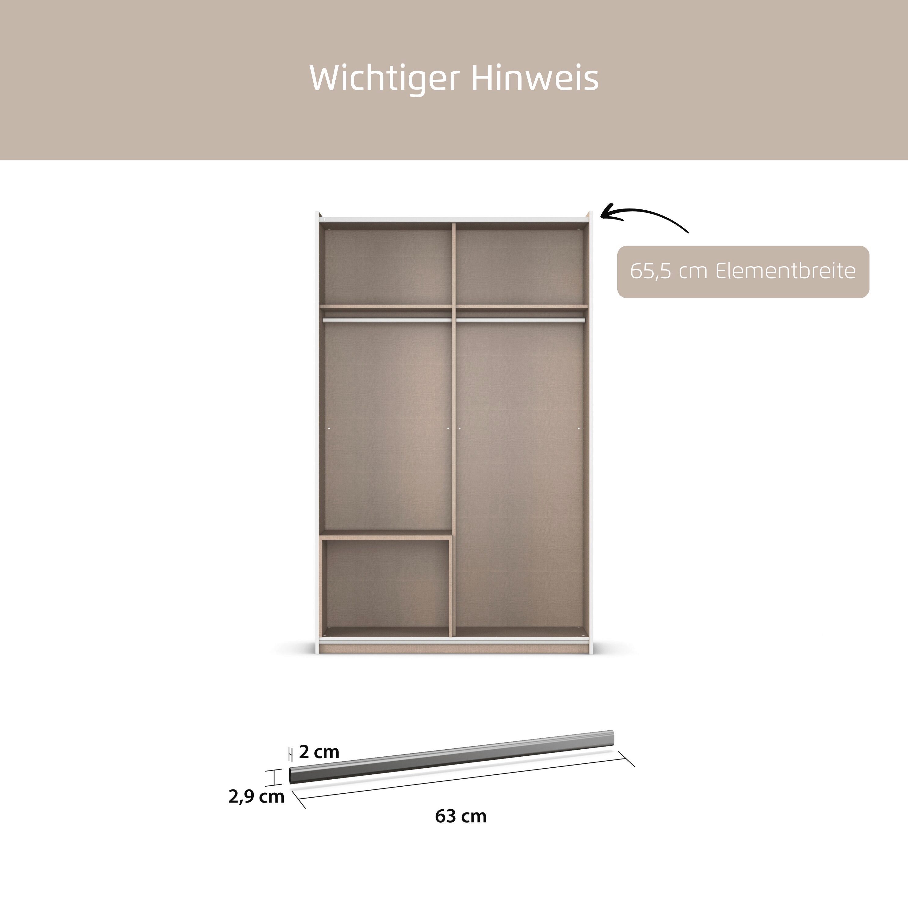 rauch Kleiderstange Zubehör für Rauch-Schränke, Breite 63 cm, für Rauch-Schränke mit Element-Breite 65,5 cm