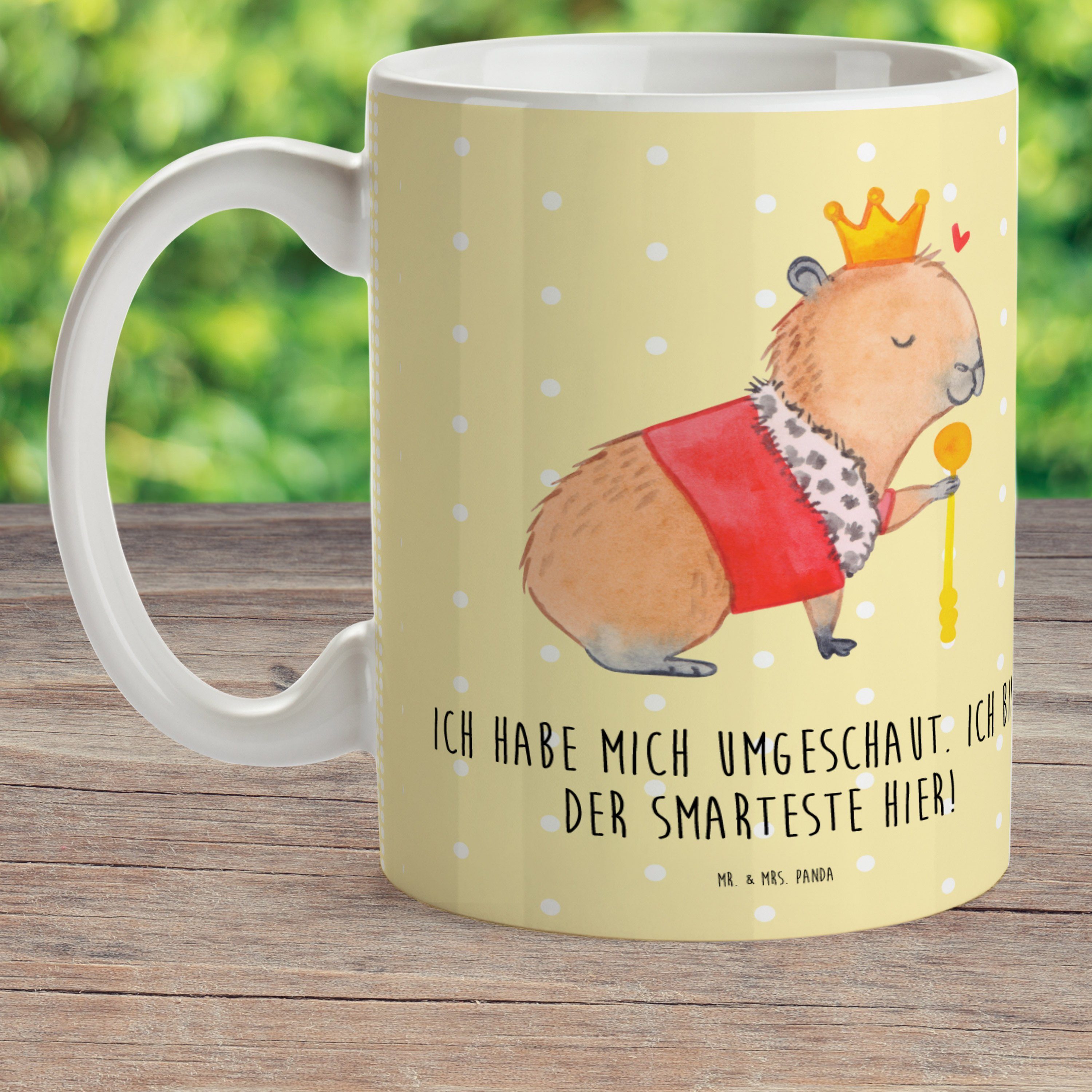 Mrs. König Kunststoff Mr. Geschenk, Kinderbecher - & Panda Capybara Gelb Pastell Re, Tasse, - Kunststoffbecher,