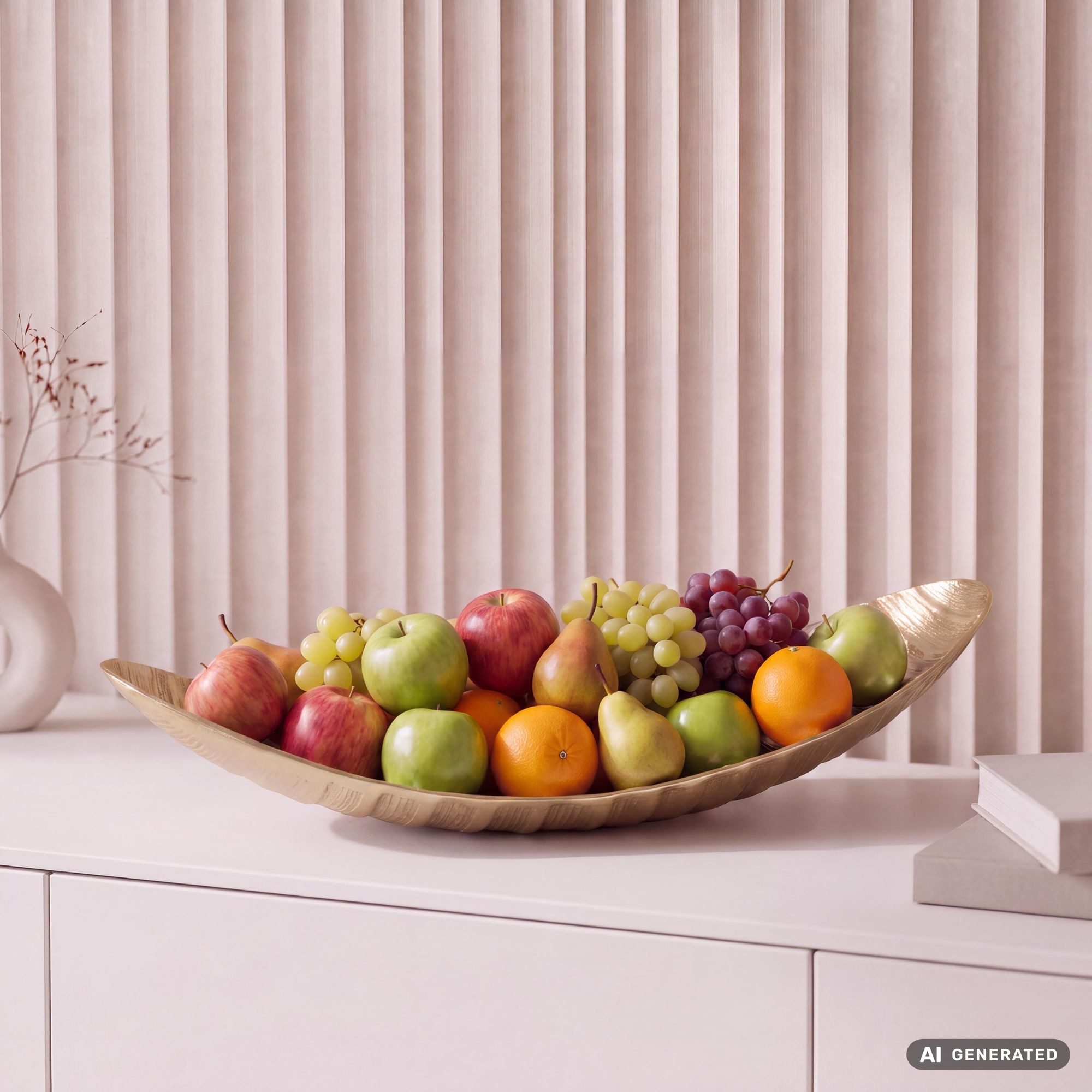 FINEBUY Obstschale FB77806 Obstschale 60cm Gold Aluminium Wohnaccessoire Metallschale, Aluminium, (Elegante Form für stilvolle Tischdekoration), Modernes Wohnaccessoire mit edler Ausstrahlung