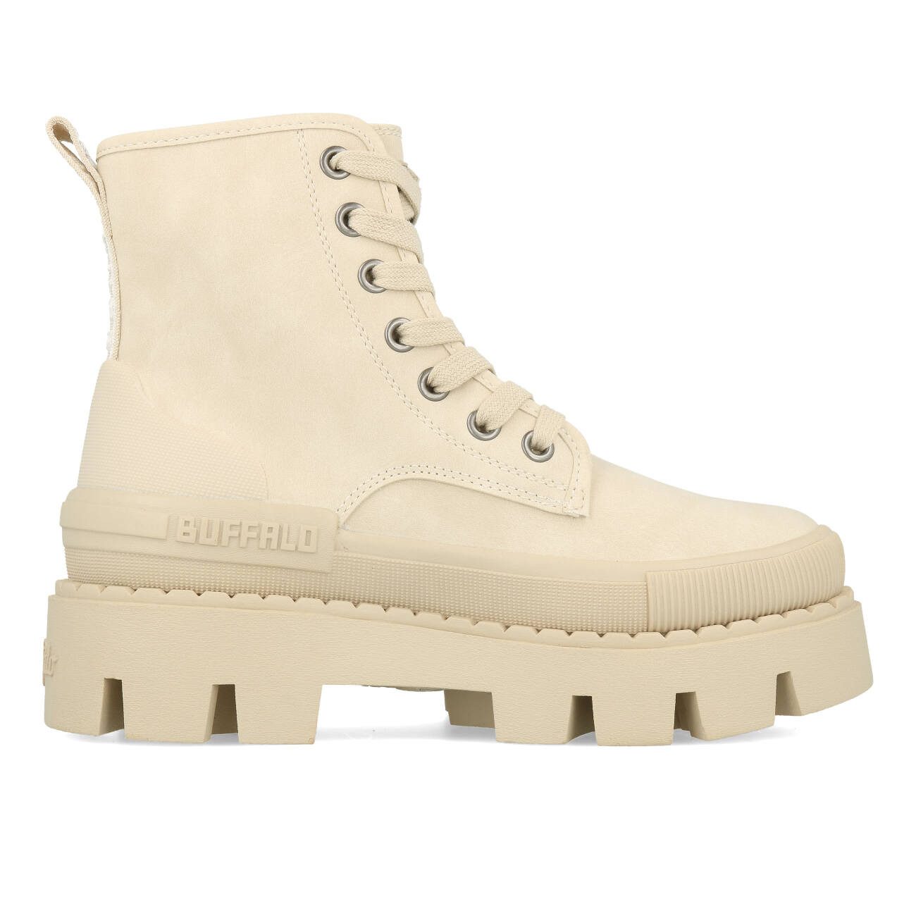 Buffalo Buffalo Raven Laceup Boot Hi Damen Vegan Nubuck Cream Ankleboots