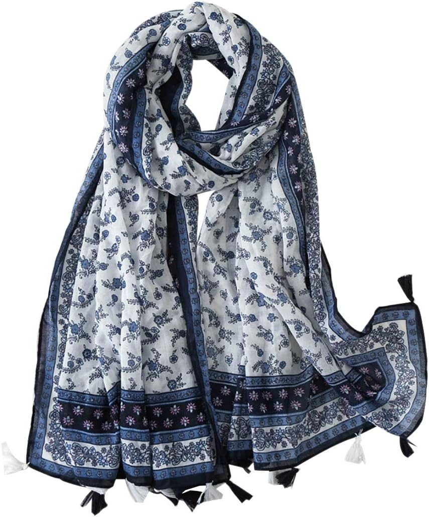 Alster Herz Schal Modeschal, blau-weiß, Floral-Muster, sommerlich leicht & locker, A0572, (1-St), Größe ca 85*180 CM, stylish