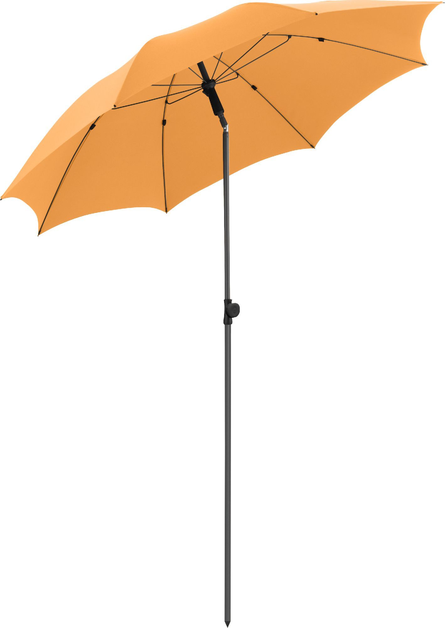 FARE Sonnenschirm M, Ø 180 cm, Titan-Finish, UPF 50+, höhenverstellbar, knickbar, Fiberglasschienen, Tragefutteral