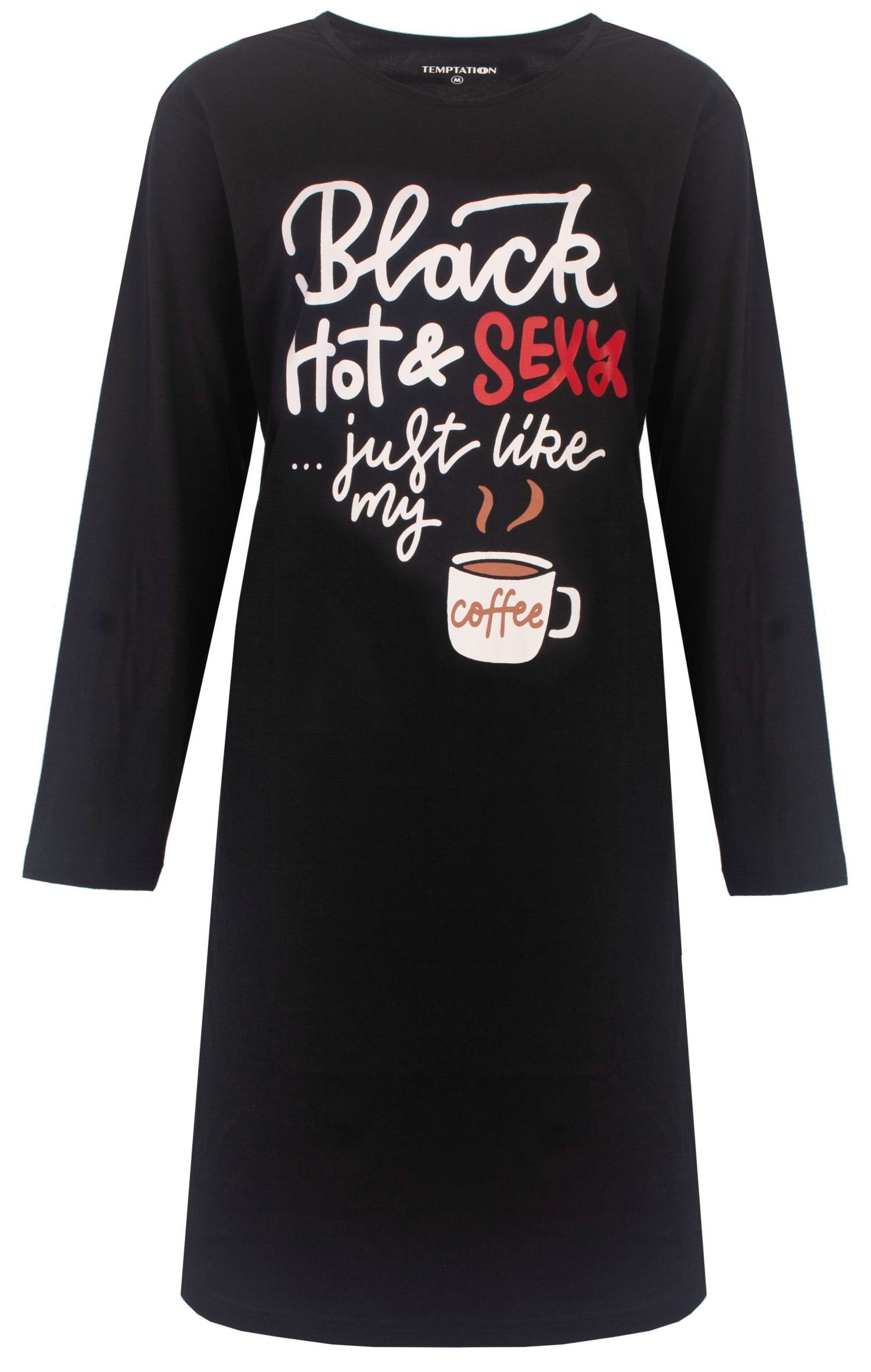 TEMPTATION Nachthemd Damen Schlafshirt mit langem Arm (1-tlg) Baumwolle