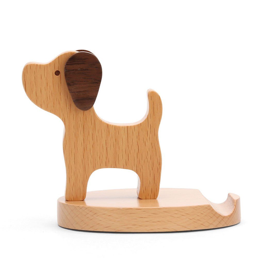 FELIXLEO Handy Ständer aus Holz Halterung für Schreibtisch Creative Hunde  Handy-Halterung