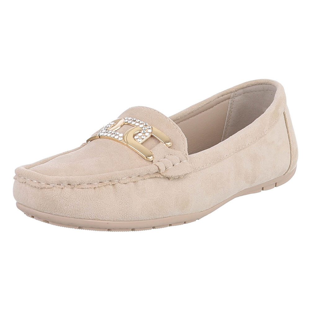 Ital-Design Mokassin mit Glitzerdetails für Damen, vielseitig und bequem Slipper (91554493) Flach Mokassins in Beige