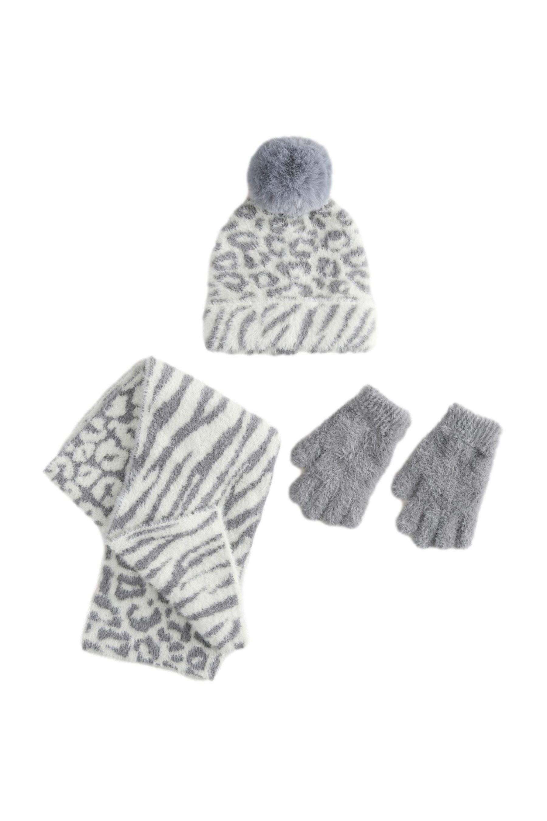 Beanie Mütze, Handschuhe und Schal im Set