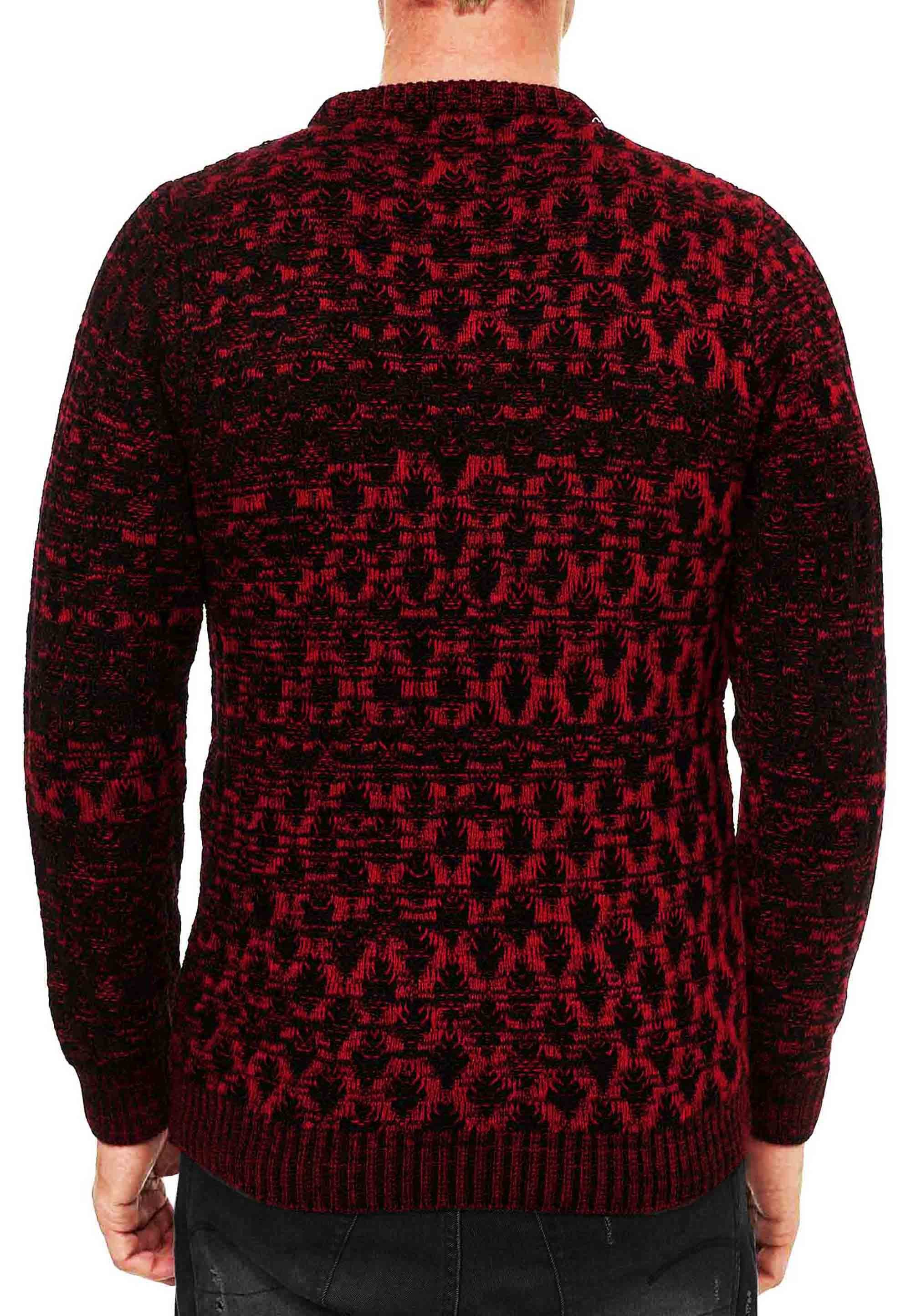 R-NEAL Rundhalspullover Strickpullover Streetwear Kontrast Rundhals günstig online kaufen