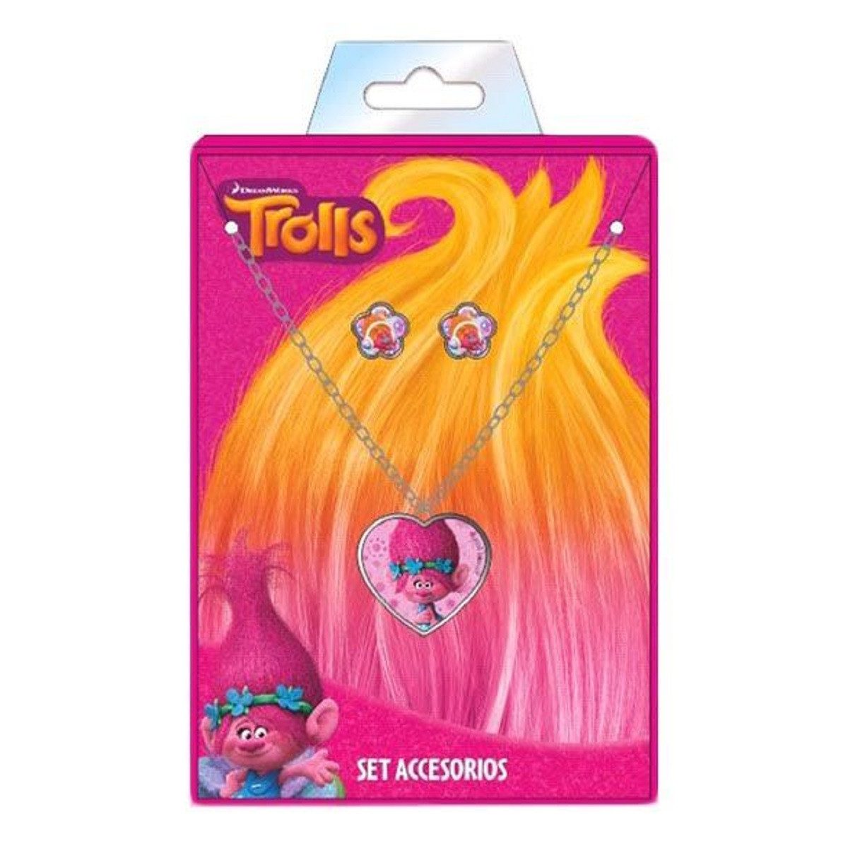 Trolls Herzkette Schmuck-Set – Bastelset für Kette und Ohrringe im Trolls-Stil