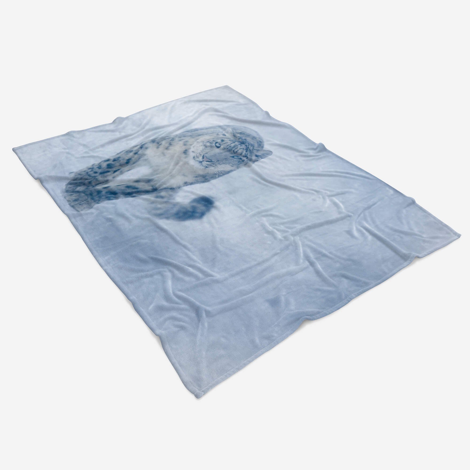 Schneeleopard Baumwolle-Polyester-Mix (1-St), Handtuch S, im Art mit Kuscheldecke Tiermotiv Saunatuch Handtuch Sinus Strandhandtuch Handtücher