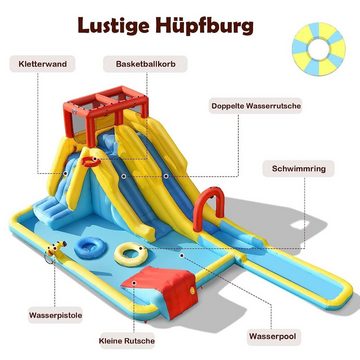 KOMFOTTEU Hüpfburg 7 in 1 Aufblasbare Wasserpark, (1-tlg), für Kinder von 3-10 Jahren (Ohne Gebläse)