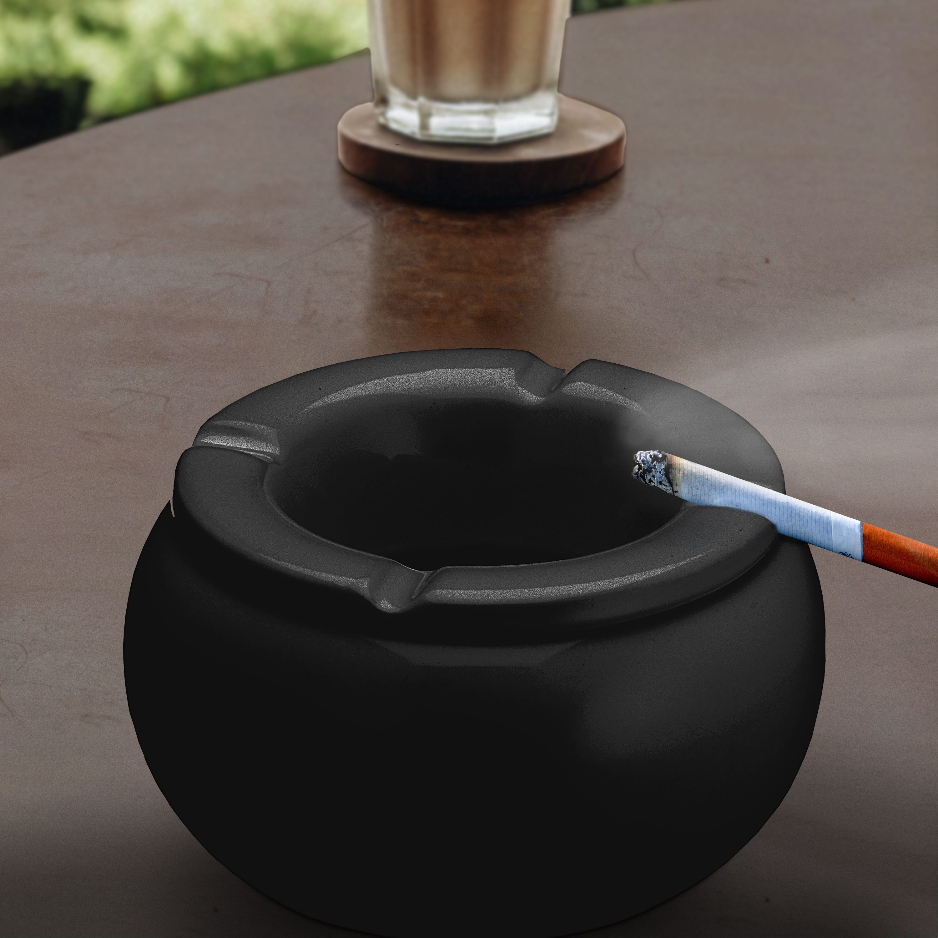 CEPEWA Aschenbecher Sturmaschenbecher 2er Set Ø13cm Keramik weiß schwarz rund Aschenbecher