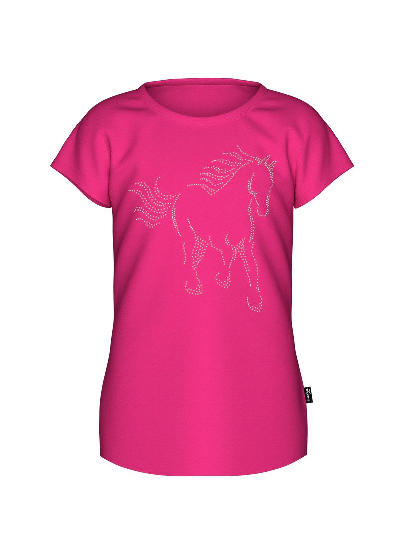 Trigema T-Shirt TRIGEMA T-Shirt mit glitzerndem Pferde-Printmotiv (1-tlg)