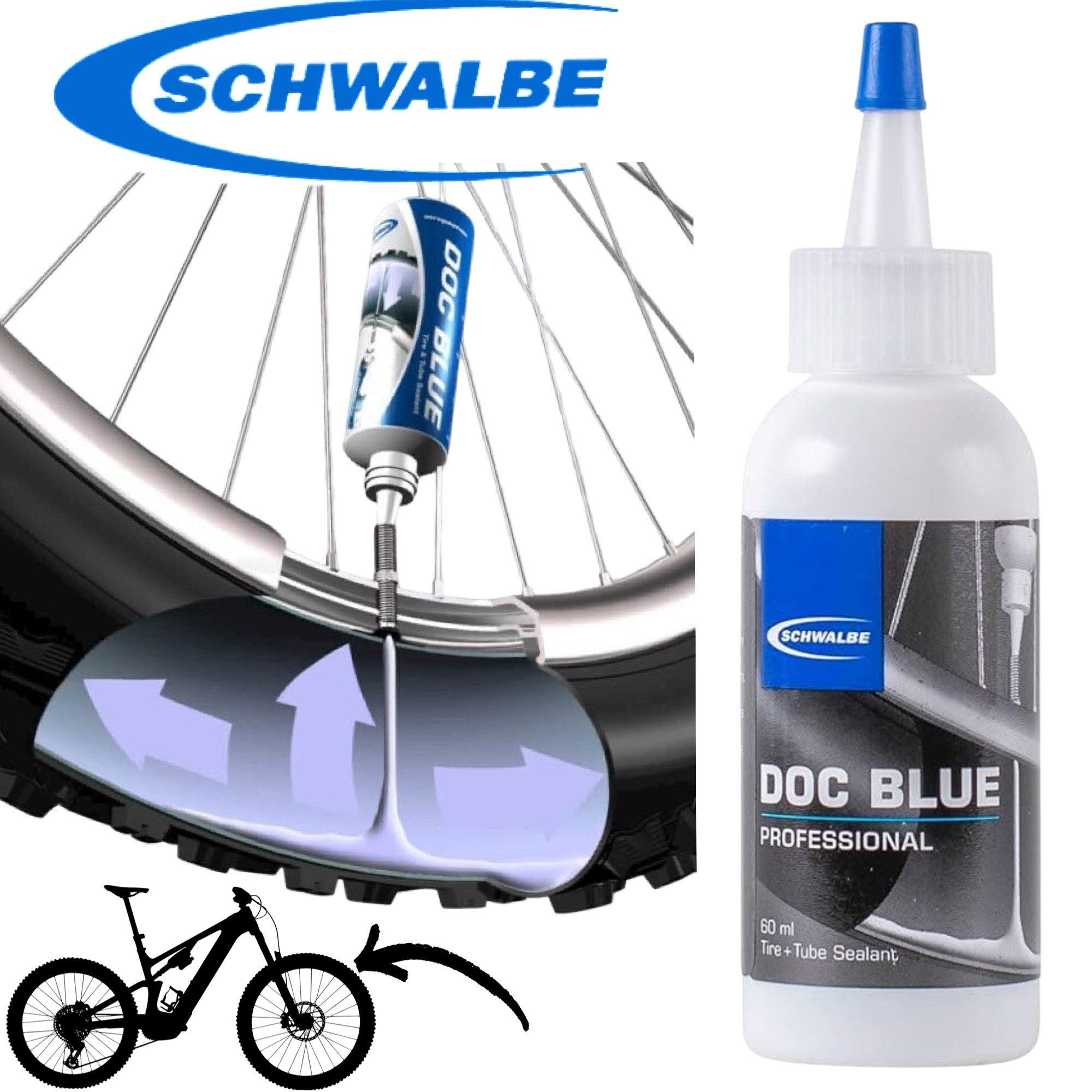 Schwalbe Fahrradreifen Schwalbe Doc Blue Professional Fahrrad Tubeless Reifen Dichtmilch 60ml