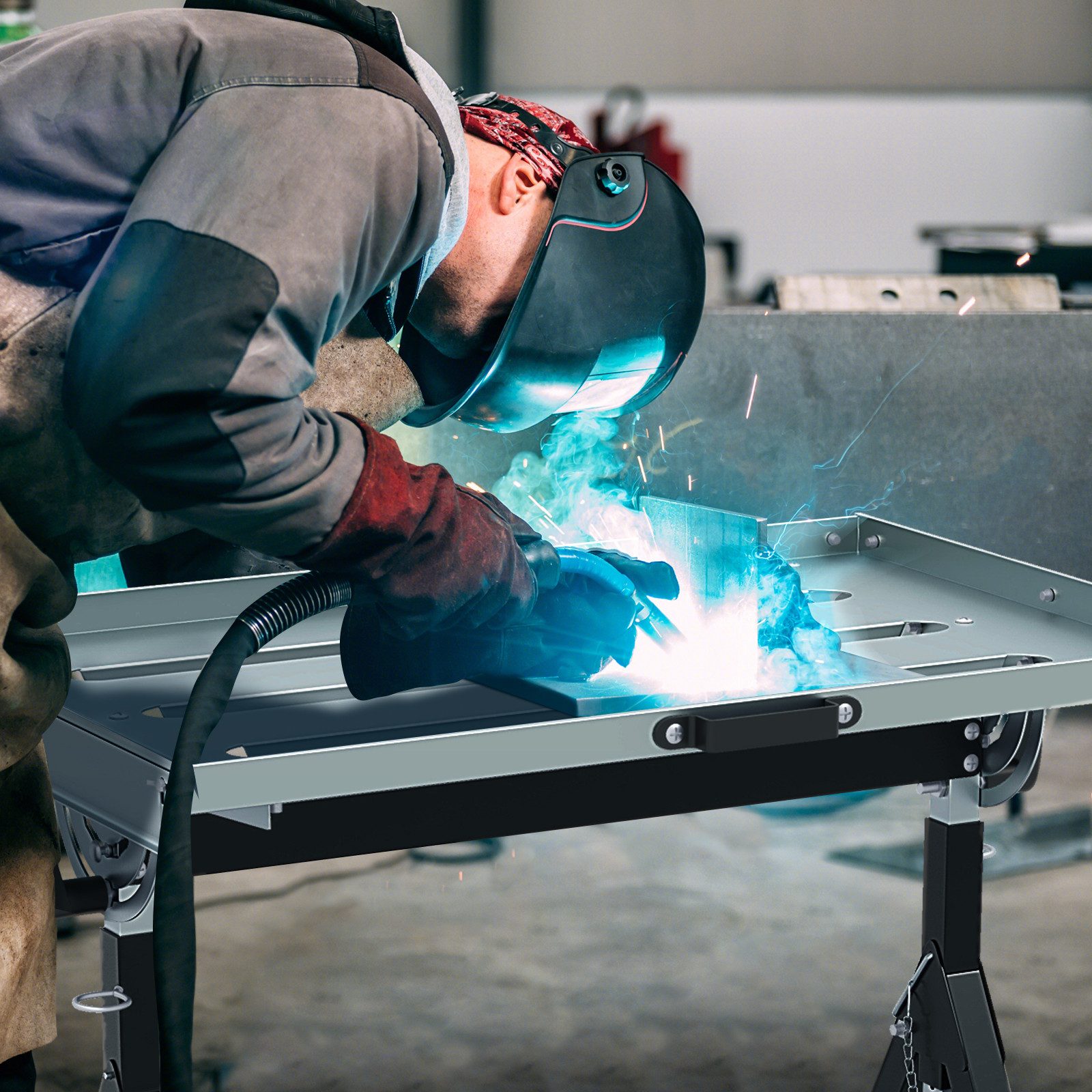COSTWAY Arbeitstisch, mit 4 einstellbaren Höhen & Winkelangaben, bis 180kg