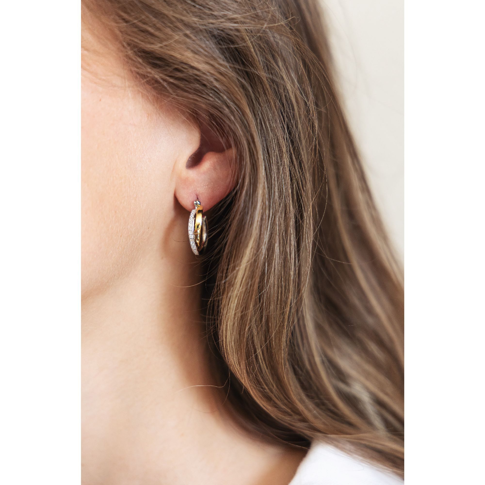 CELESTA Paar Creolen 925 Silber 2farbig mit Zirkoniasteinen