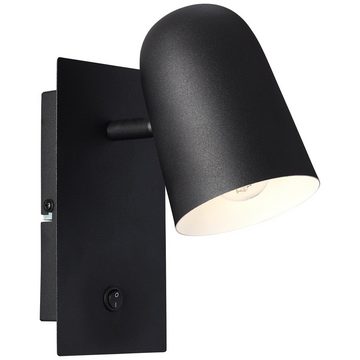 Lightbox Wandleuchte, ohne Leuchtmittel, schwenkbarer Wandspot, 20 x 10 x 16 cm, E14, Schalter, Metall, schwarz