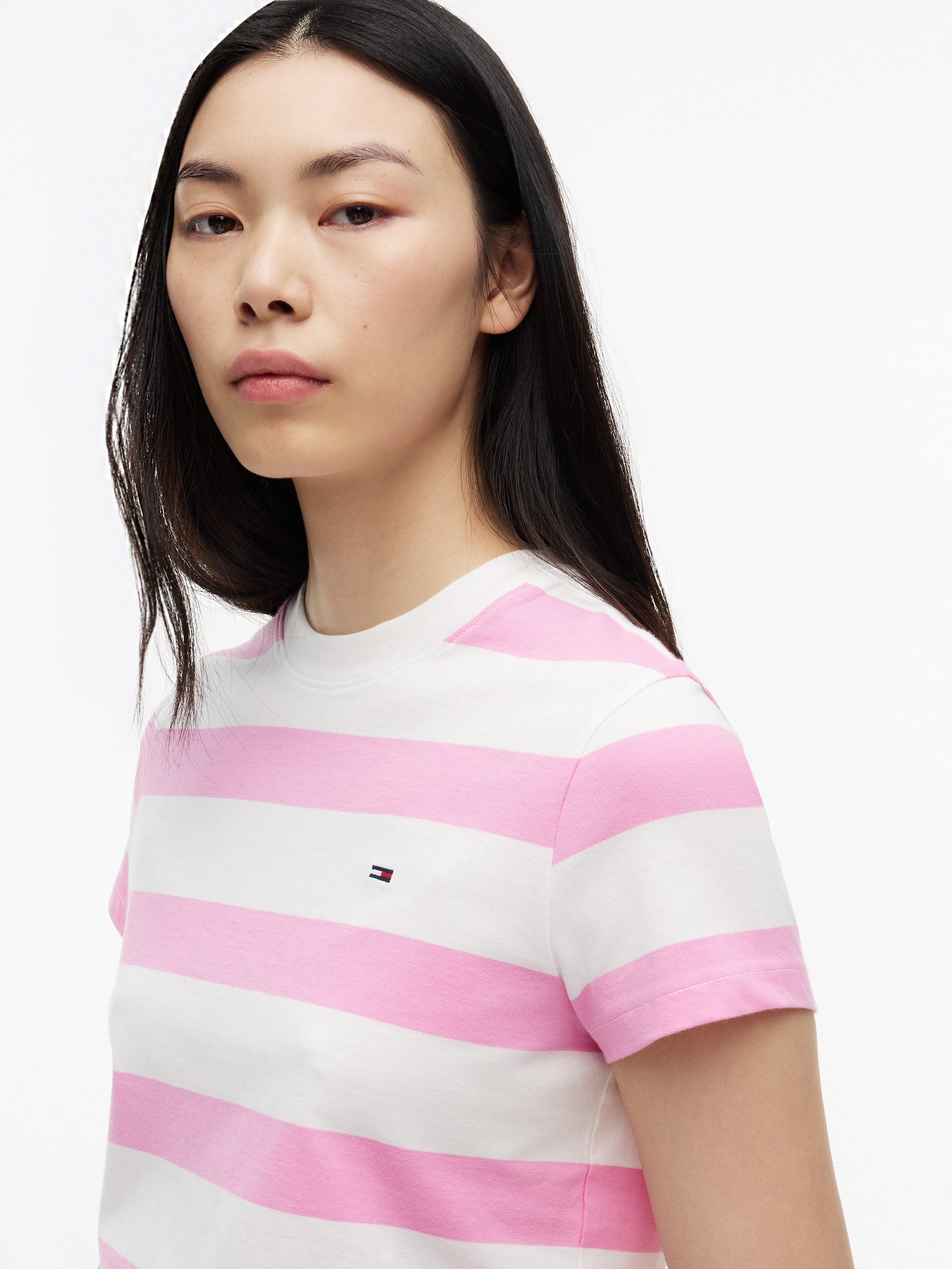 Tommy Jeans Kurzarmshirt TJW REG S FLAG JERSEY SS TEE EXT Baumwolle, regular fit, Kurzarm, Blockstreifen