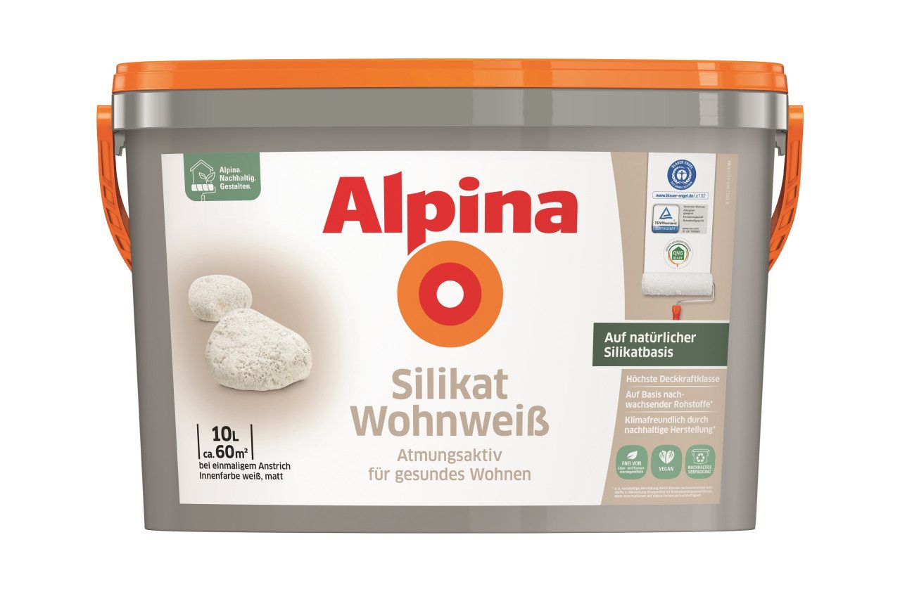Alpina Wandfarbe Alpina Silikat Wohnweiß Wandfarbe 10 L