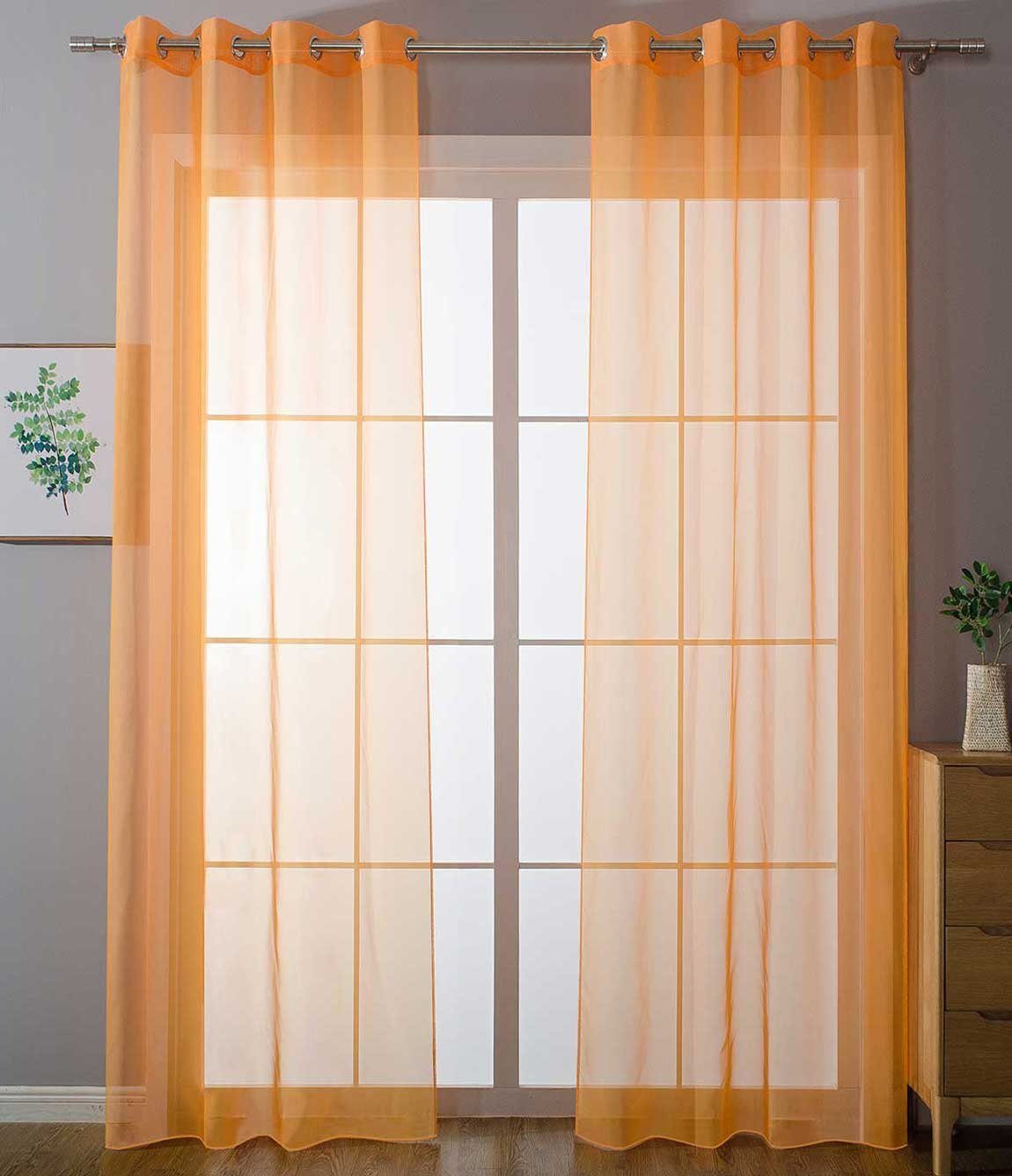 Gardinenbox Gardine (2 St), Ösen, transparent, Voile, Ösenvorhänge Voile »Uni« Bleibandabschluß 20332-cn2