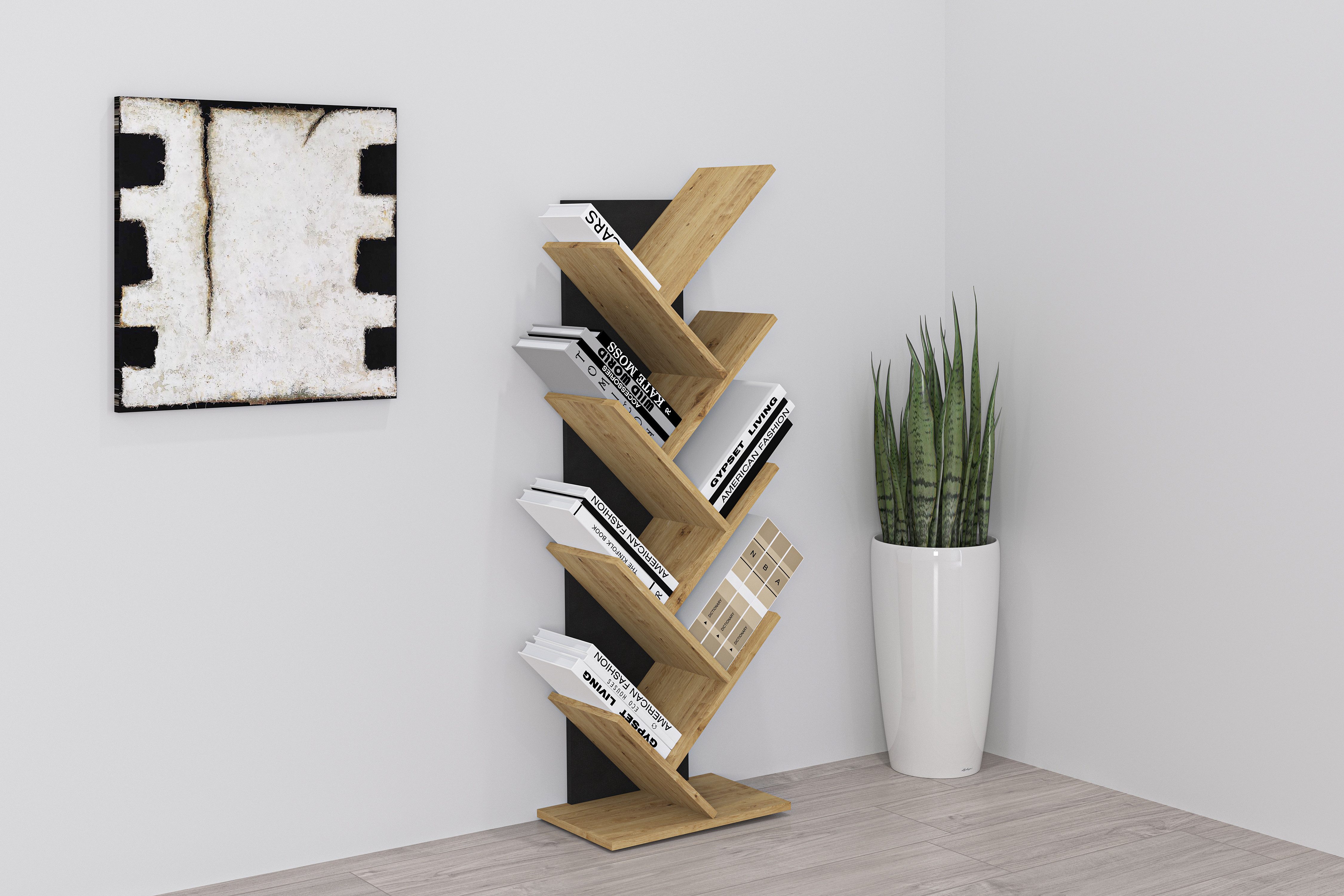 FMD Wandregal Büchen 1, Regal, Buchständer, Хранилищаsmöglichkeit, 125 cm hoch