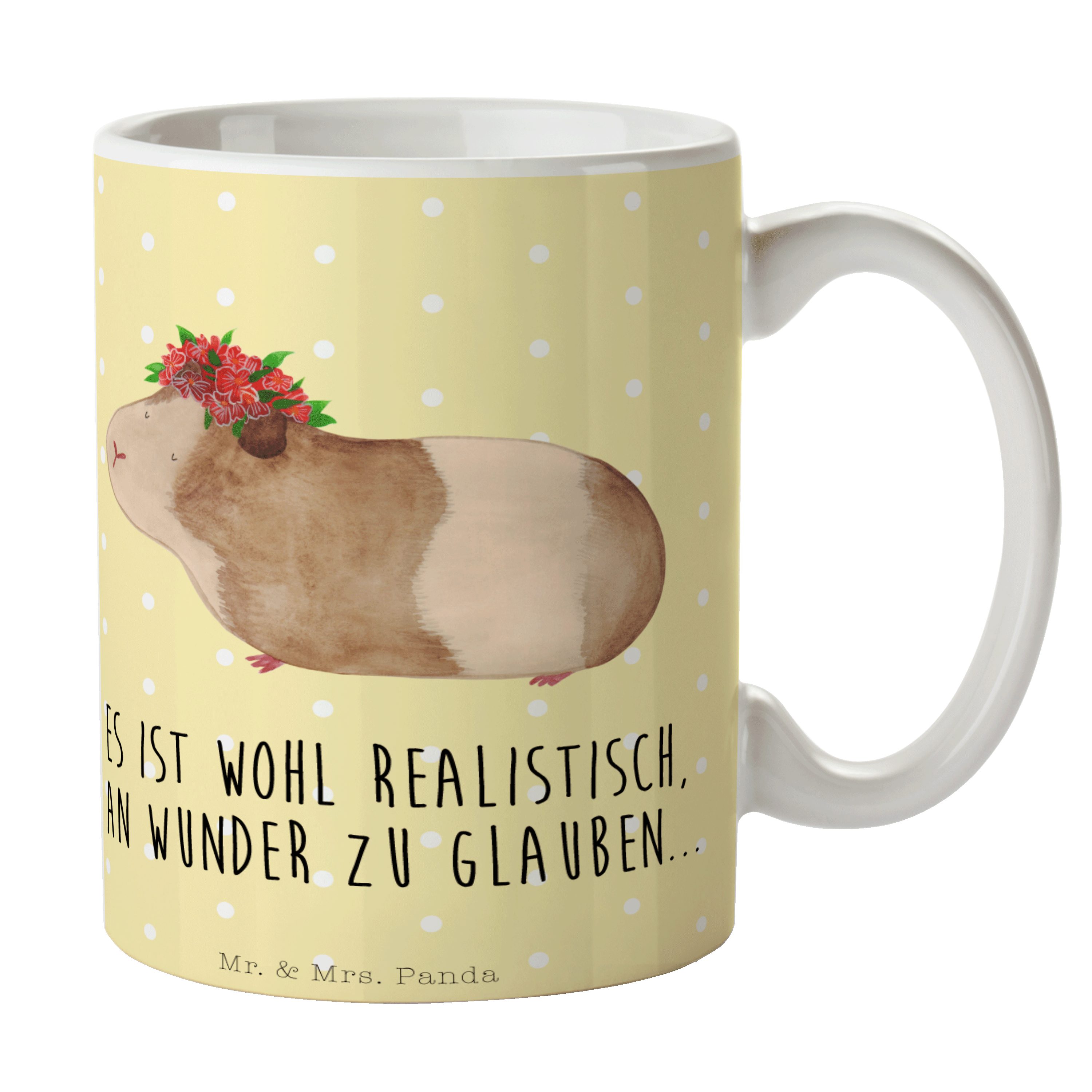 Mr. & Mrs. Panda Tasse Meerschweinchen weise - Gelb Pastell - Geschenk, Tiere, Tiermotive, T, Keramik