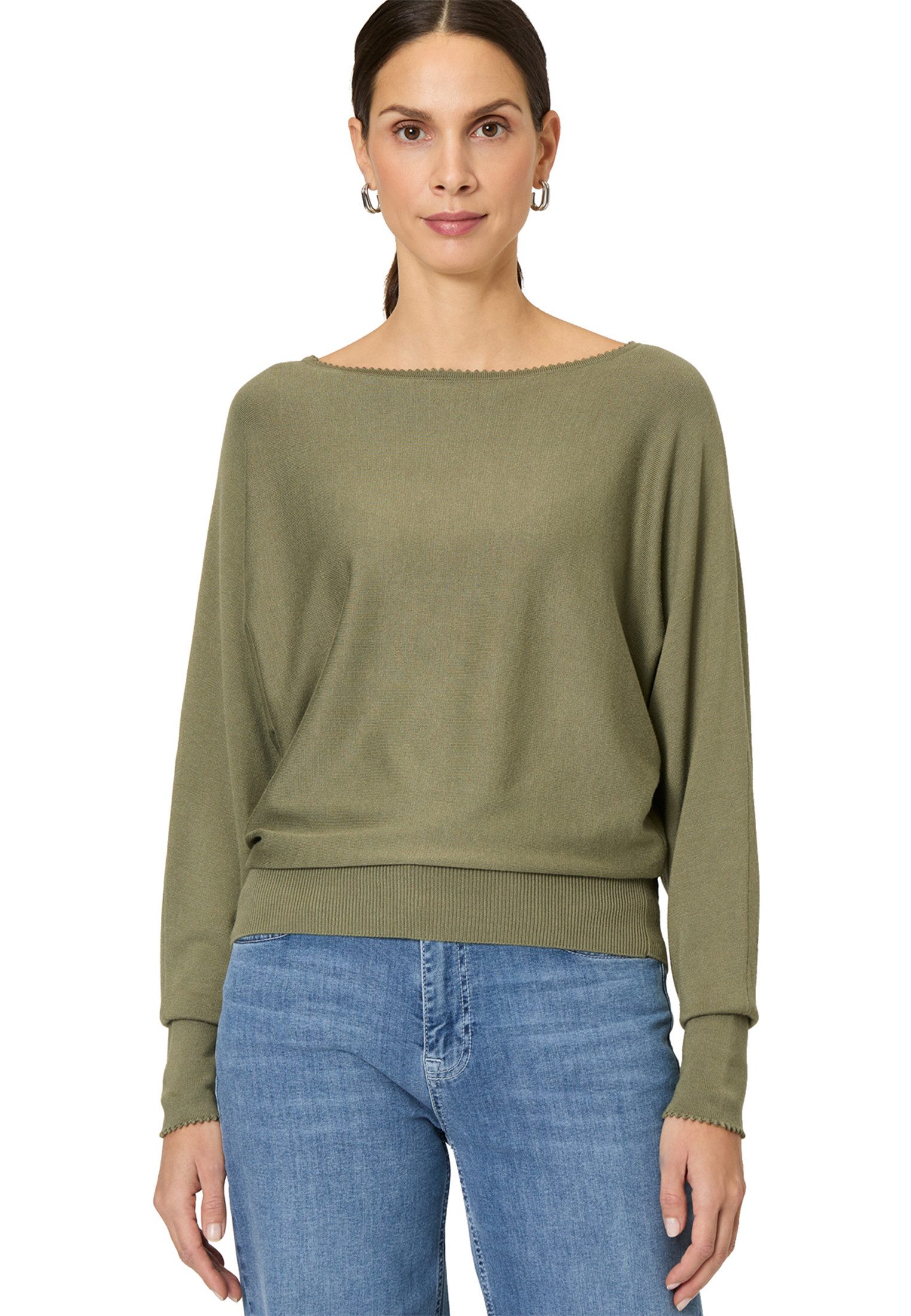 Strickpullover zero Strickpullover mit U-Boot Ausschnitt