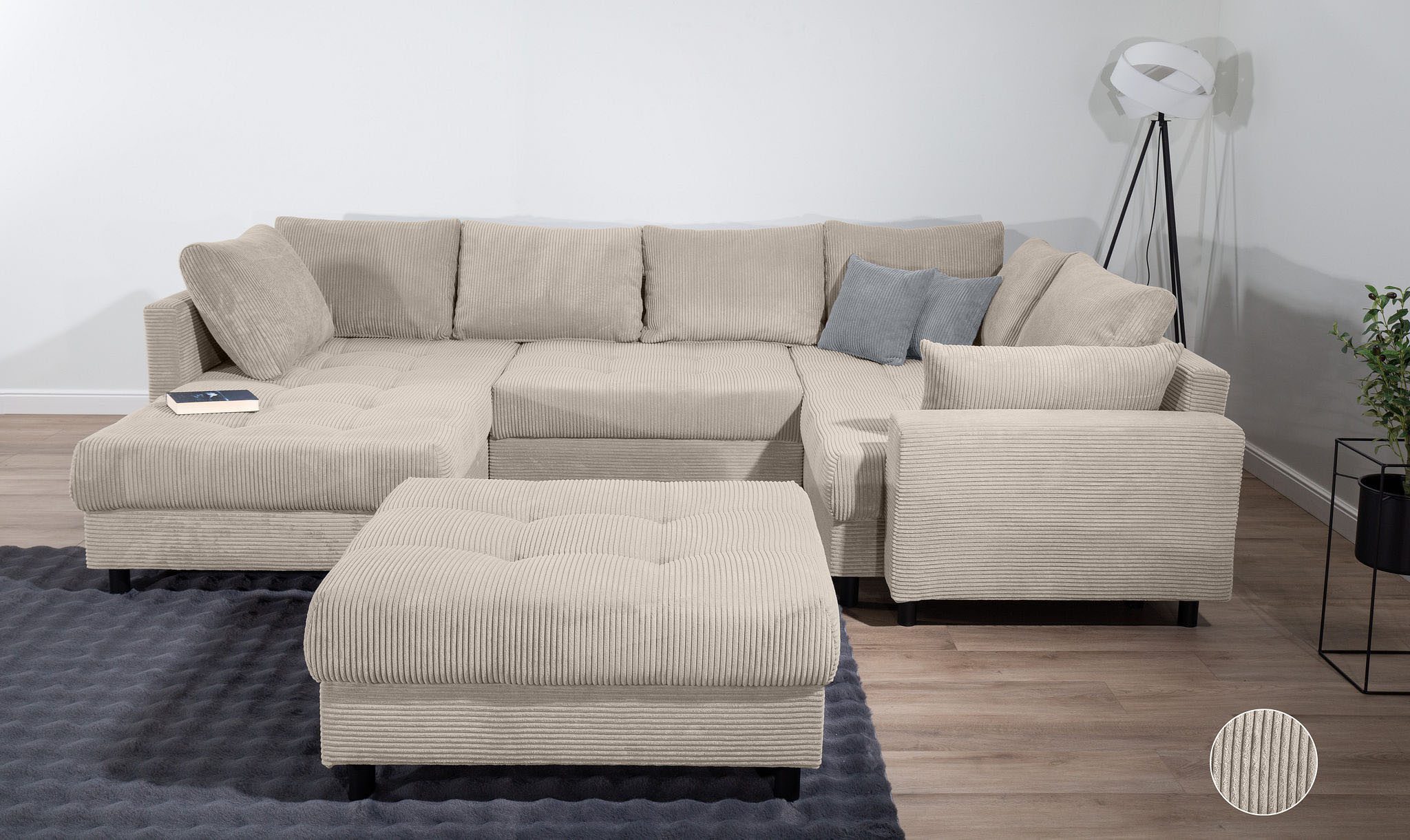 COLLECTION AB Wohnlandschaft Toni U-Form mit Armlehne, inkl. Hocker und Zie günstig online kaufen