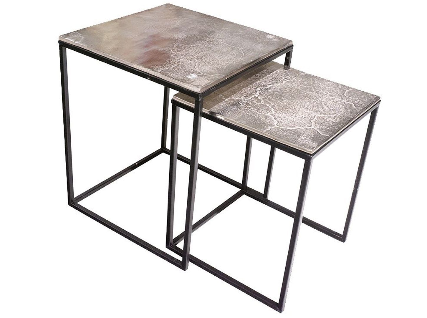 LaCasa Beistelltisch Wunderschönes Beistelltisch Set Rohnickel silber antik Tischset (2-St)