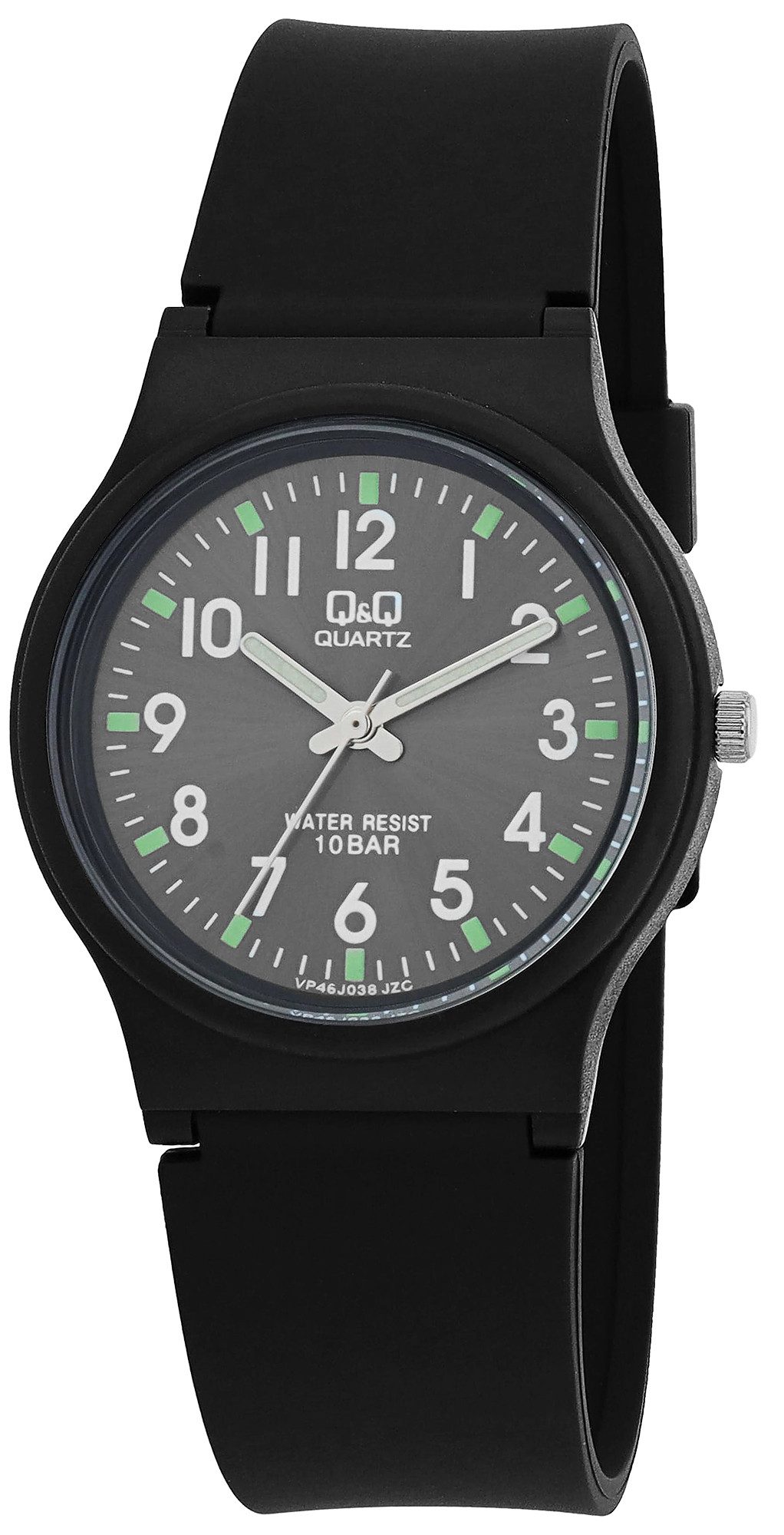 Q&Q Quarzuhr VP46J038Y Herrenuhr mit Silikonarmband, 10 Bar, schwarz