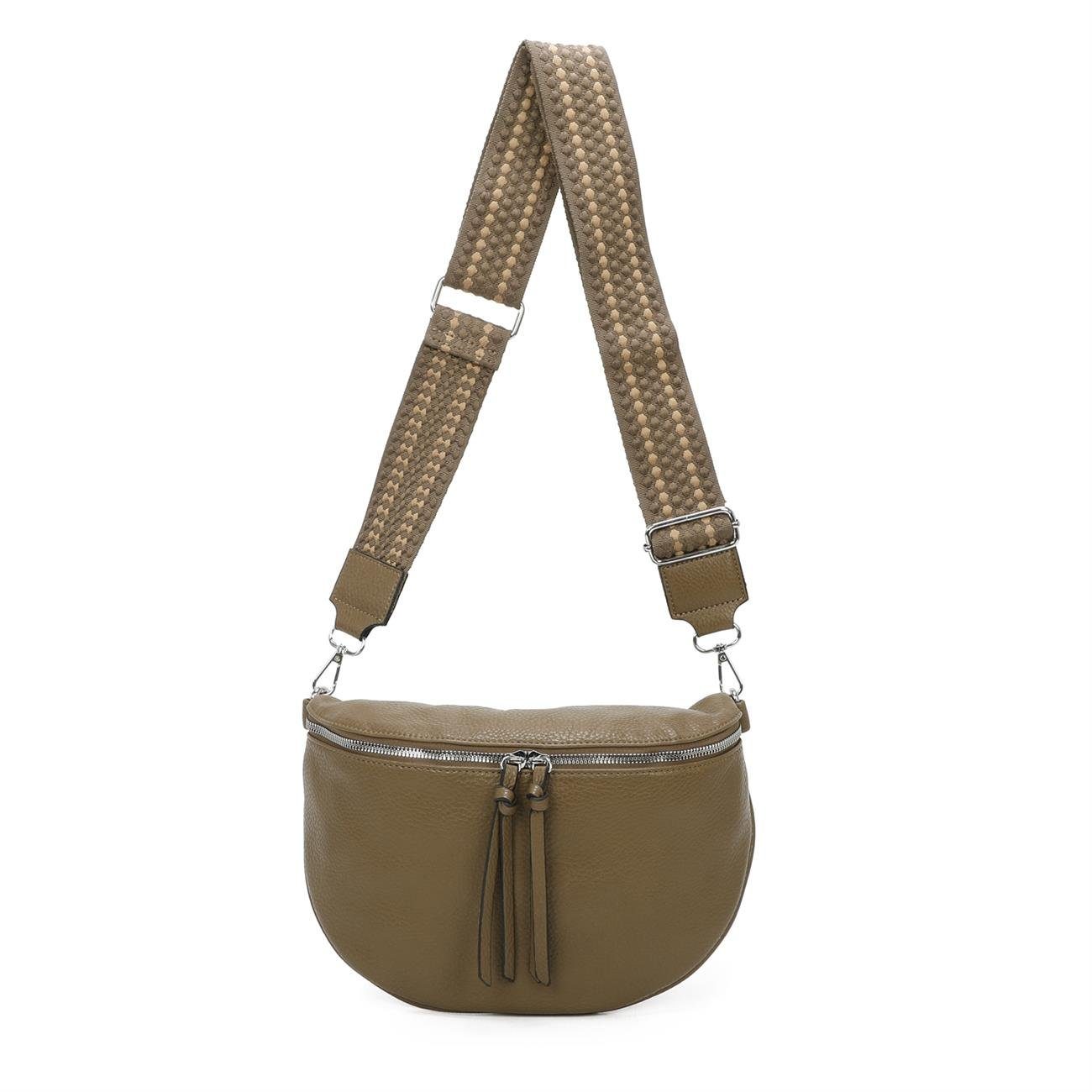 ITALYSHOP24 Bauchtasche Damen Gürteltasche Brusttasche CrossBody, Schultertasche, CrossOver, Umhängetasche, Hüfttasche
