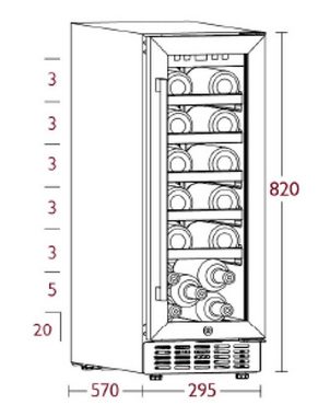 PKM Weintemperierschrank Weintemperierschrank 1 Temperaturzone, 5°C-20°C, Flaschenkühlschrank, für 20 Standardflaschen á 0,75l