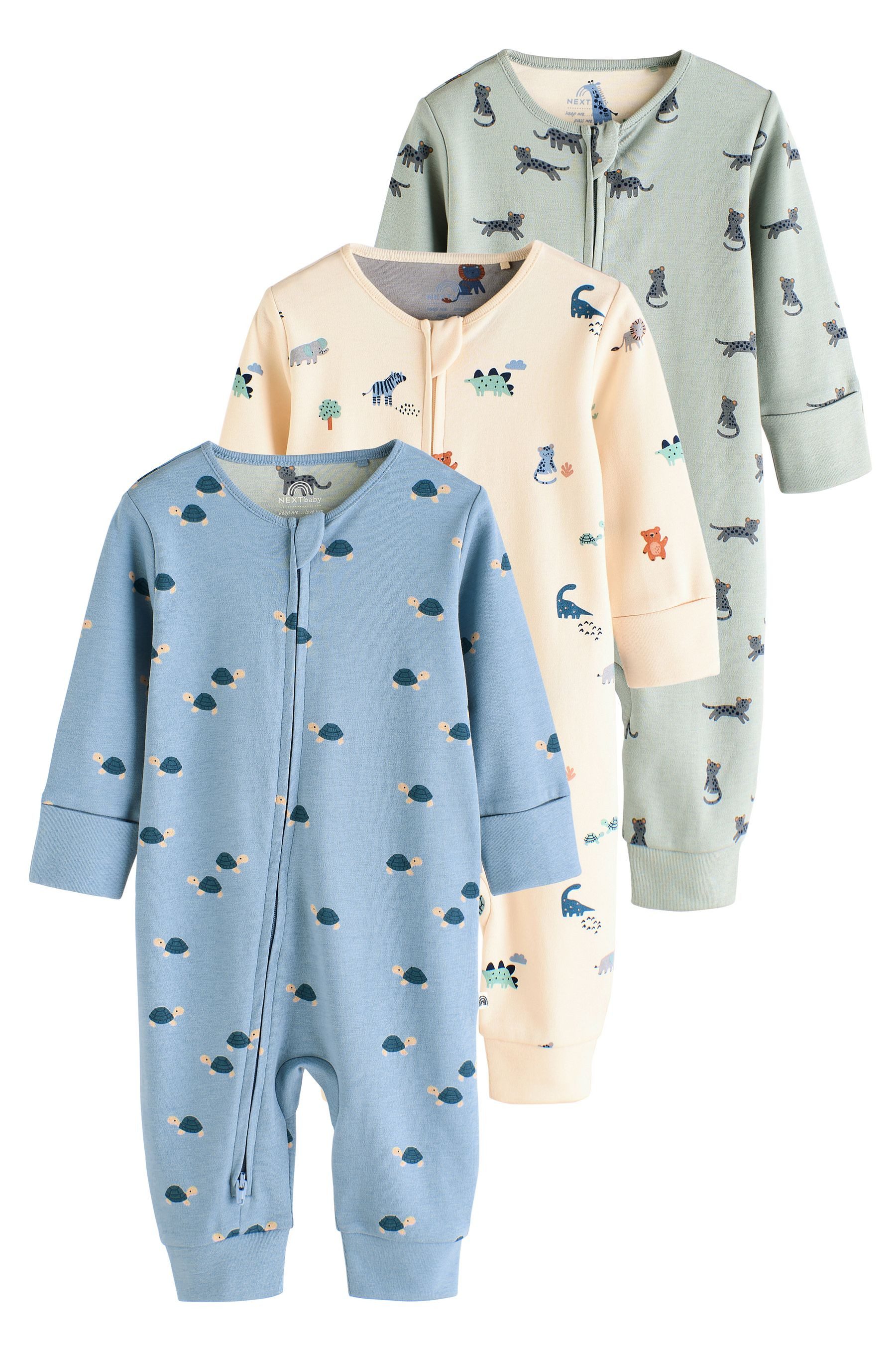 Schlafoverall Baby Schlafanzüge mit Print, 3er-Pack