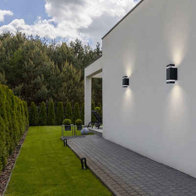 Kanlux Außen-Wandleuchte, Leuchtmittel inklusive, Neutralweiß, 2er Set LED Design Außen Leuchten 10 Watt Haus Wand Up Down Lampen