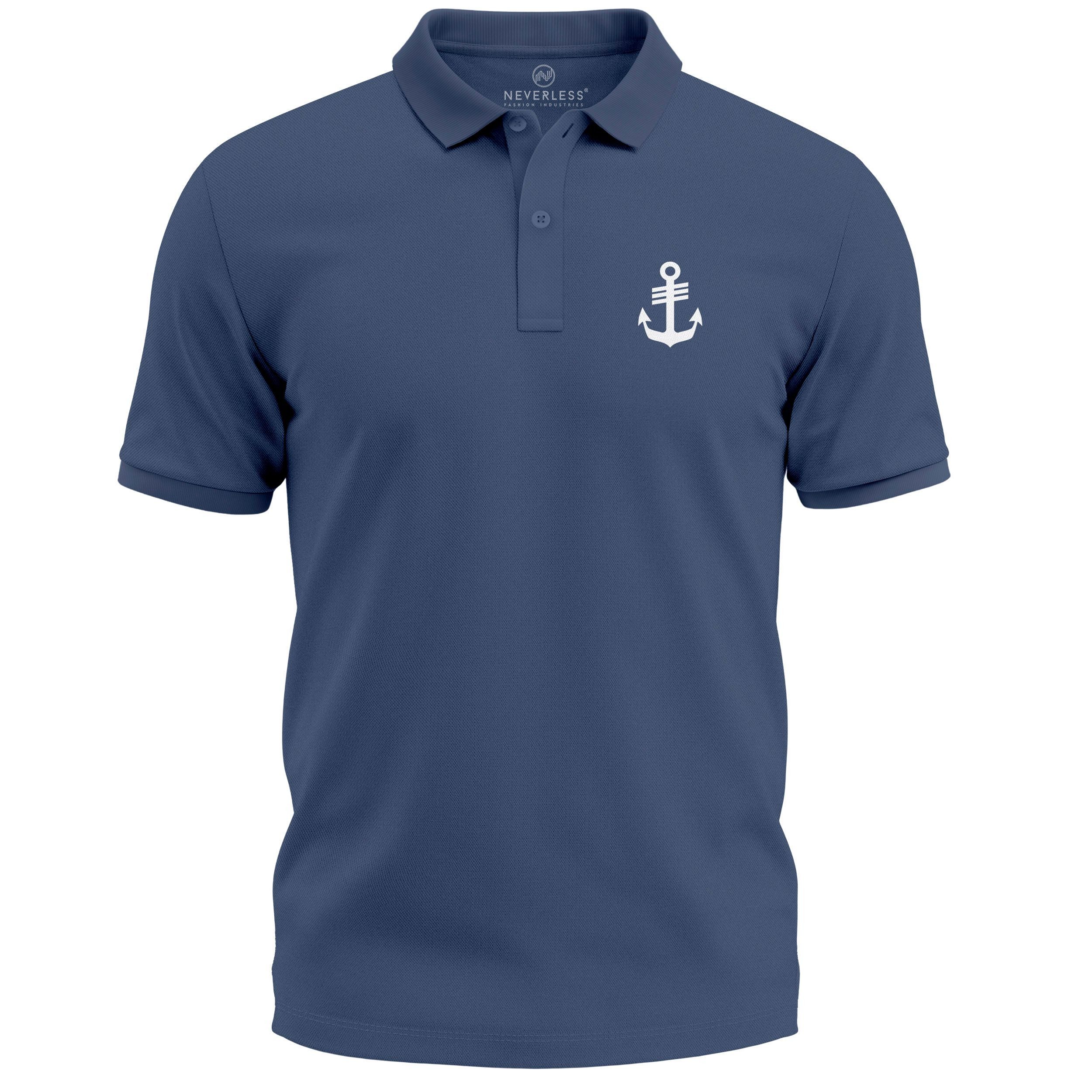 Neverless Poloshirt Poloshirt Herren mit Anker-Logoprint günstig online kaufen