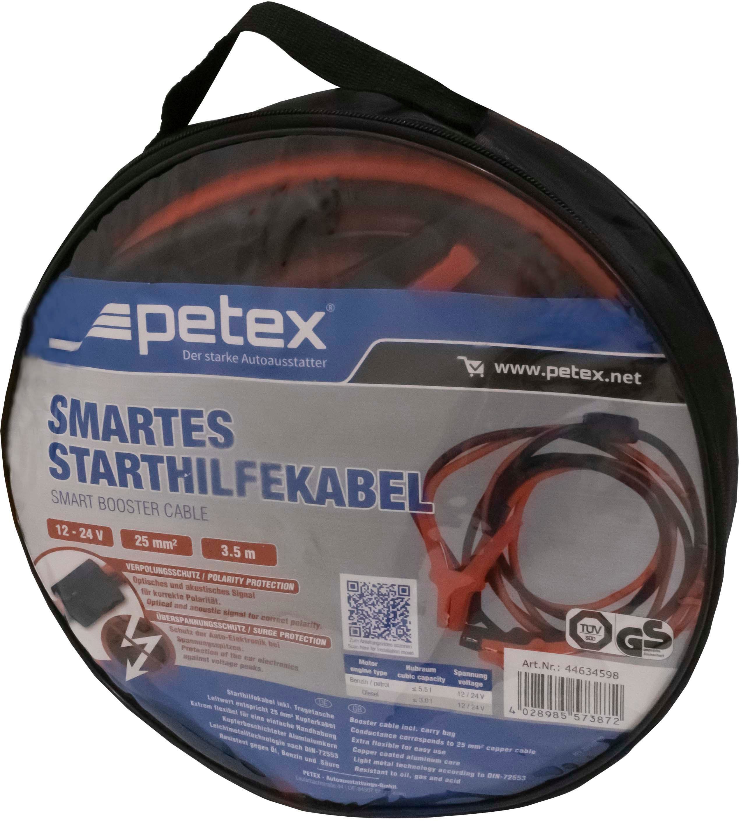 Petex Starthilfekabel, (350 cm), 25 mm², Nennspannung: 12 - 24 Volt | Starthilfekabel