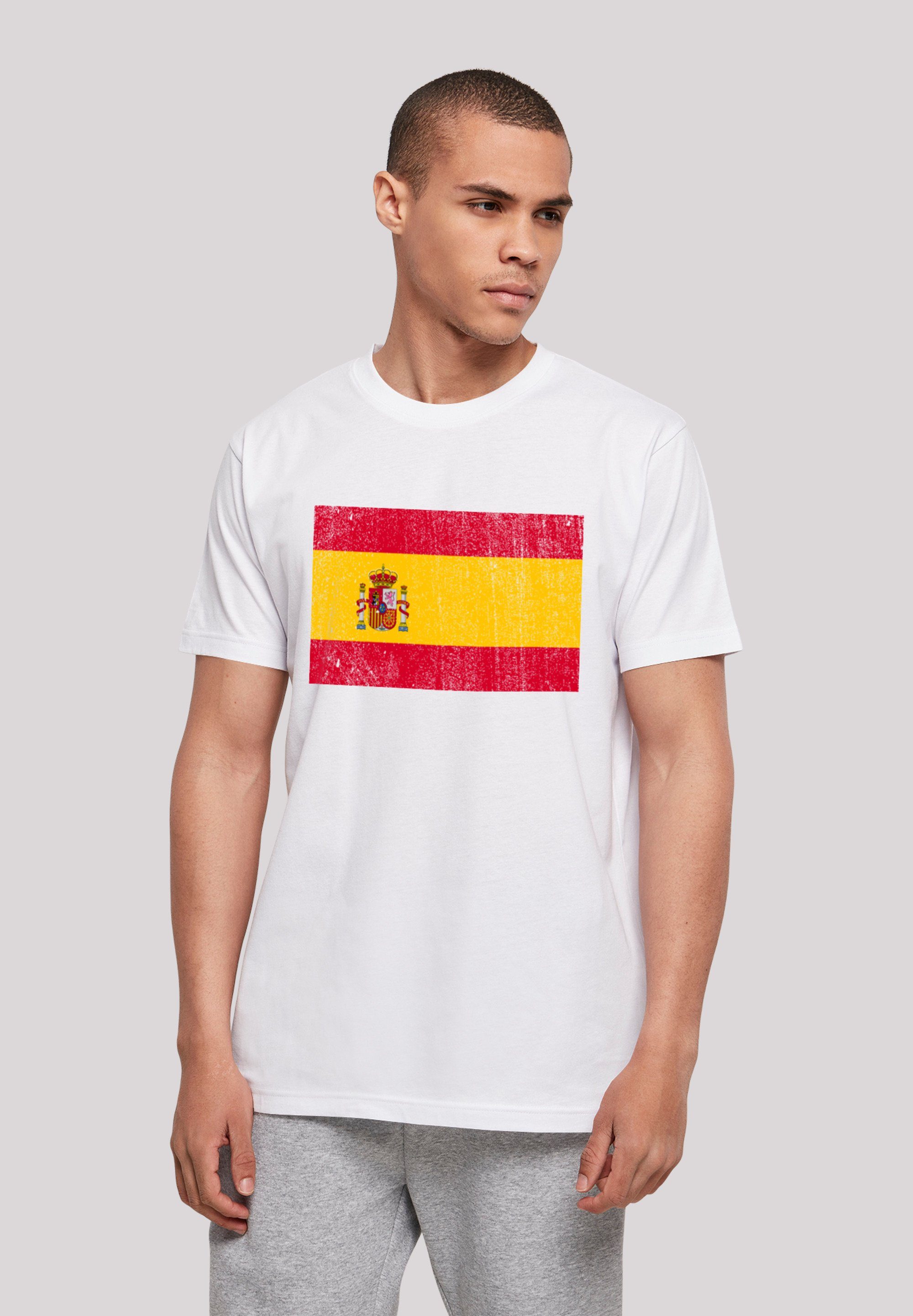 F4NT4STIC T-Shirt Spanien Flagge Spain distressed Print weiß