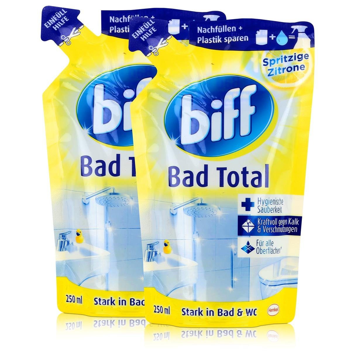Total gegen Bad Kraftvoll Biff Badreiniger (2e 250ml Nachfüllbeutel Zitrone biff Kalk -