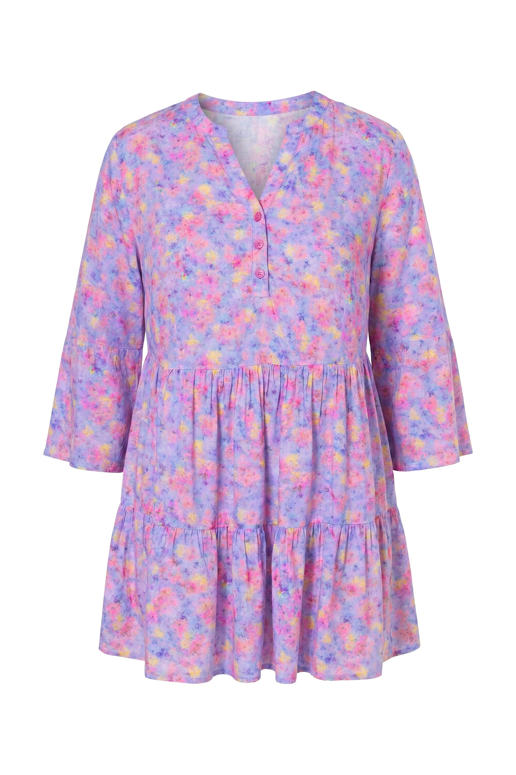 Angel of Style Longbluse Bluse A-Linie Blümchen-Muster 3/4-Ämel Volants – Bild 2 von 3