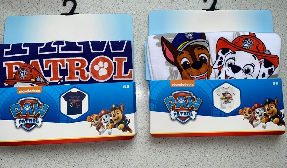 PAW PATROL T-Shirt 2x PAW PATROL T-Shirt 2 Stück Doppelpack Jungen und Mädchen Shirts Chase + Marschall Gr. 92 98/104 110/116 122/125