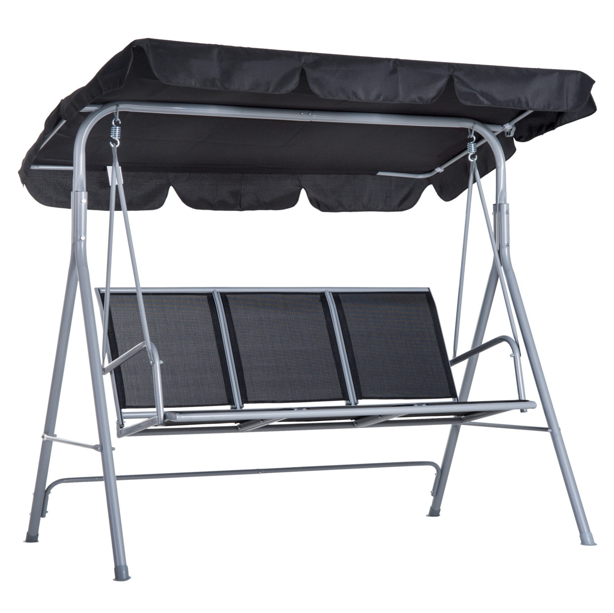 Hollywoodschaukel 3-Sitzer Metallrahmen Grau 171x108x154 cm für Terrasse Garten